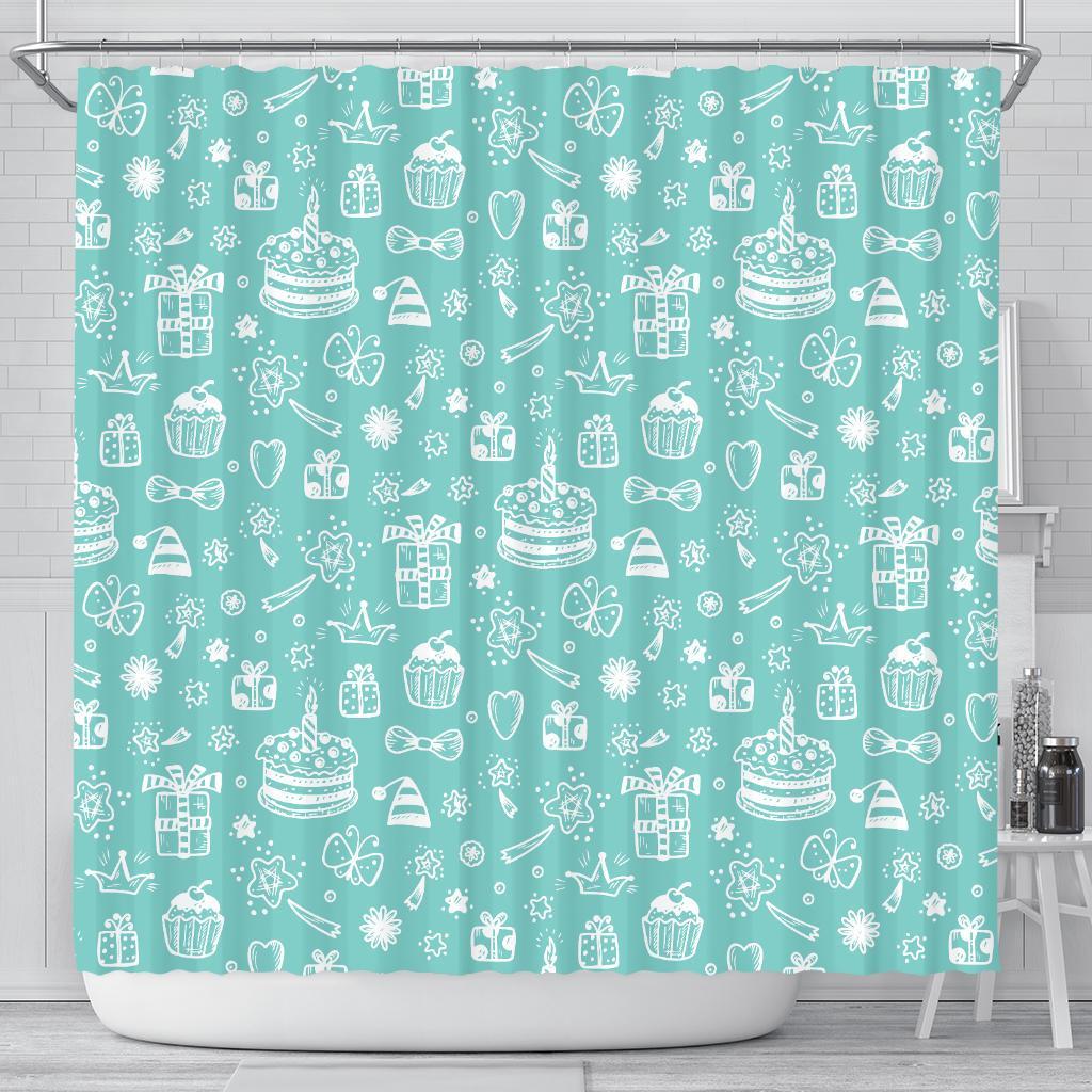 Happy Birthday Print Pattern Bathroom Shower Curtain-grizzshop