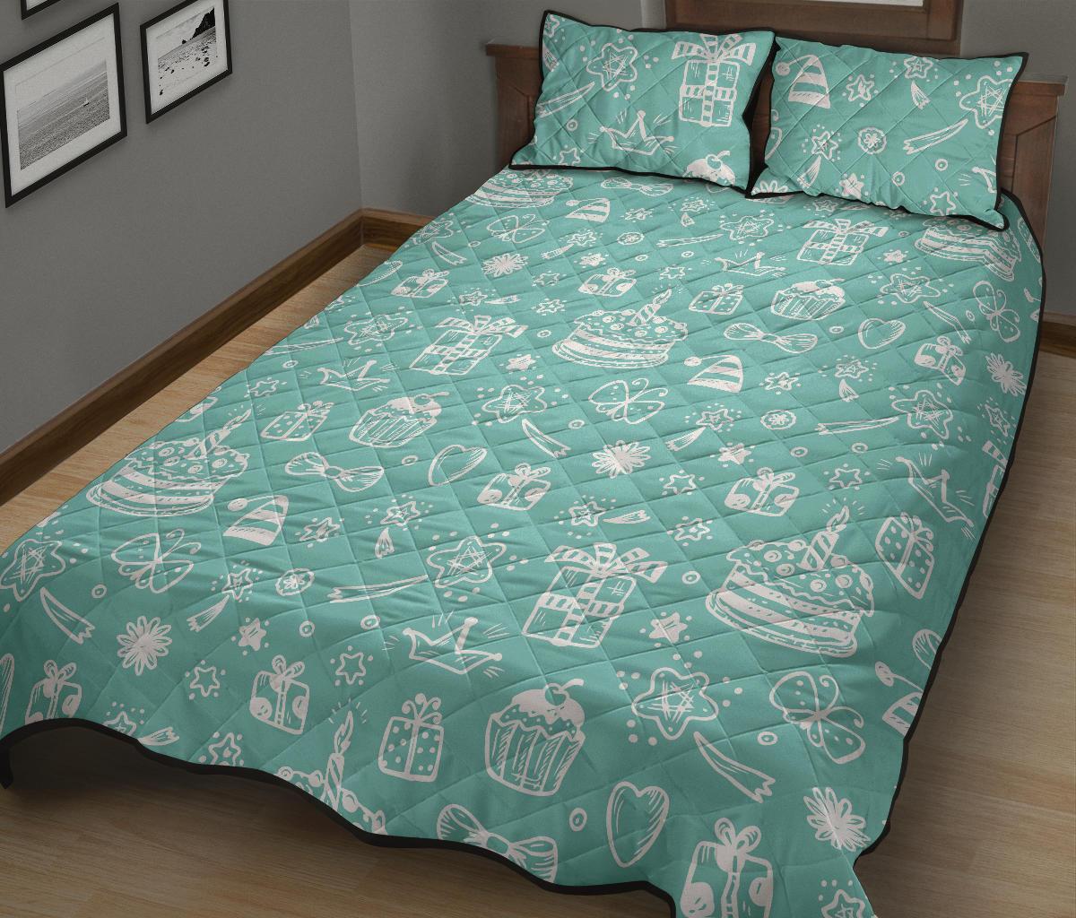 Happy Birthday Print Pattern Bed Set Quilt-grizzshop