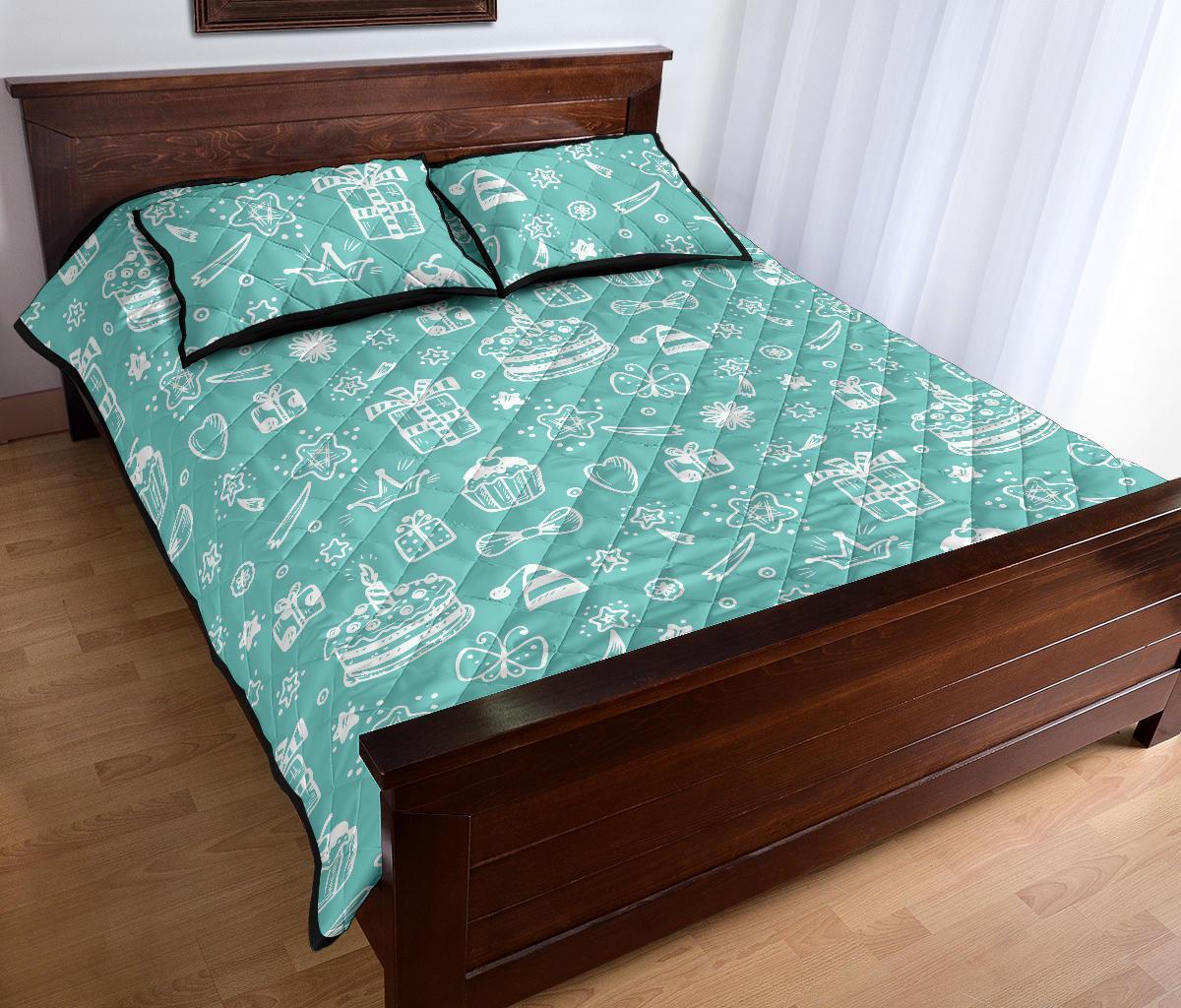 Happy Birthday Print Pattern Bed Set Quilt-grizzshop