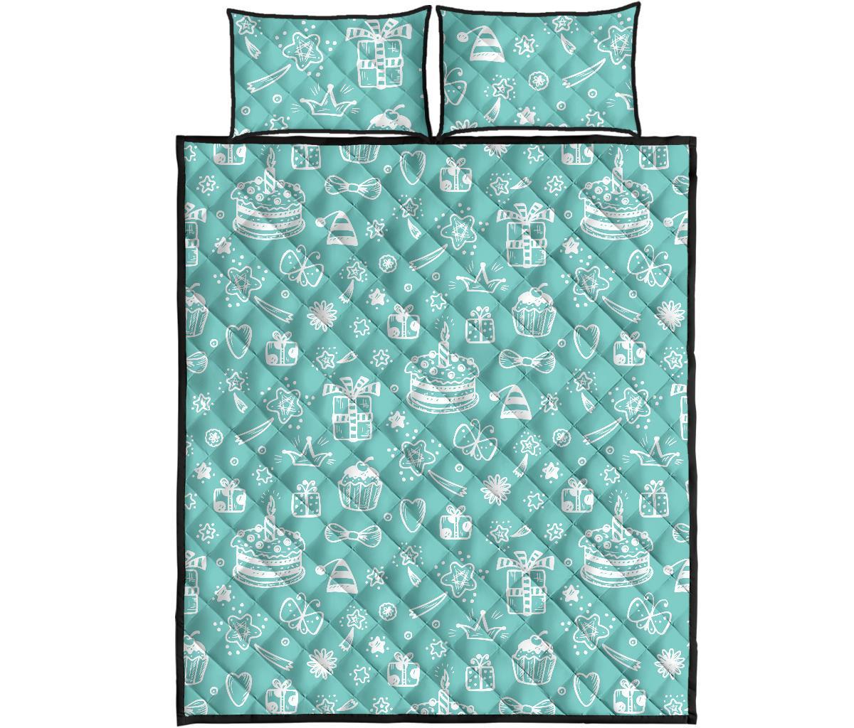 Happy Birthday Print Pattern Bed Set Quilt-grizzshop