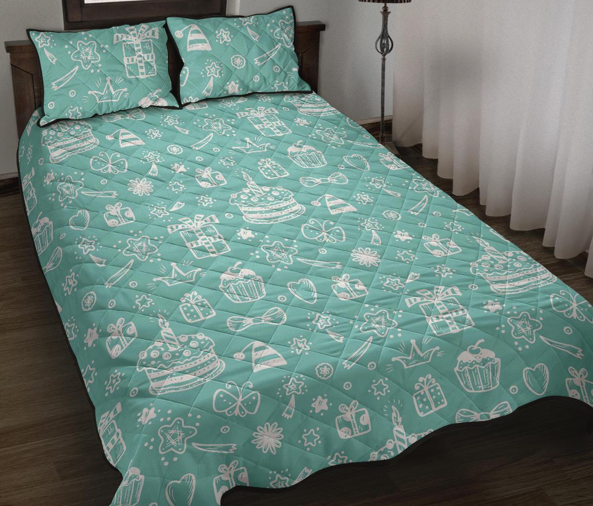 Happy Birthday Print Pattern Bed Set Quilt-grizzshop
