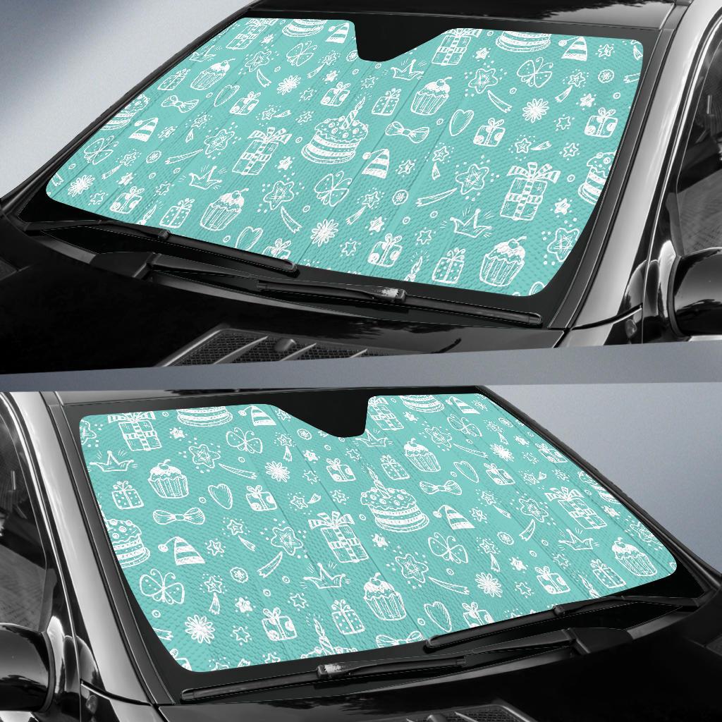 Happy Birthday Print Pattern Car Sun Shade-grizzshop