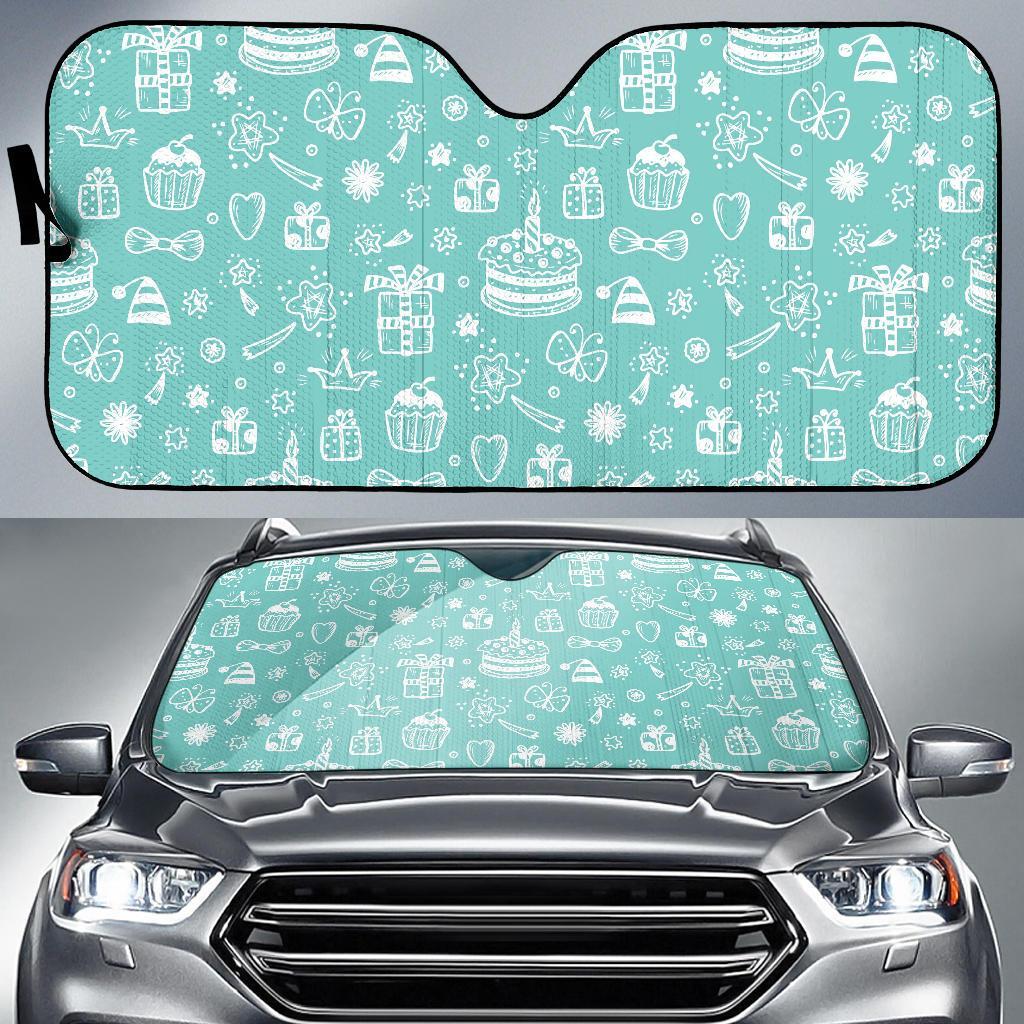 Happy Birthday Print Pattern Car Sun Shade-grizzshop
