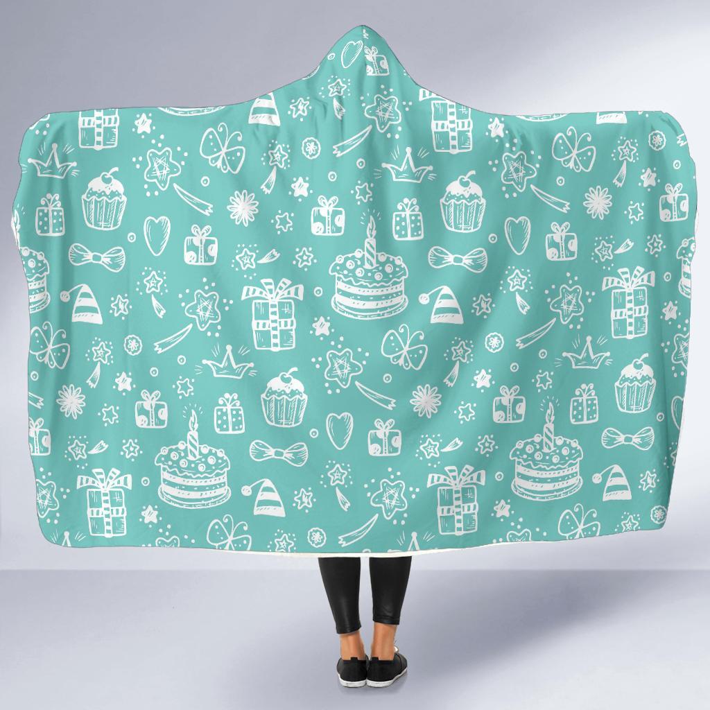 Happy Birthday Print Pattern Hooded Blanket-grizzshop