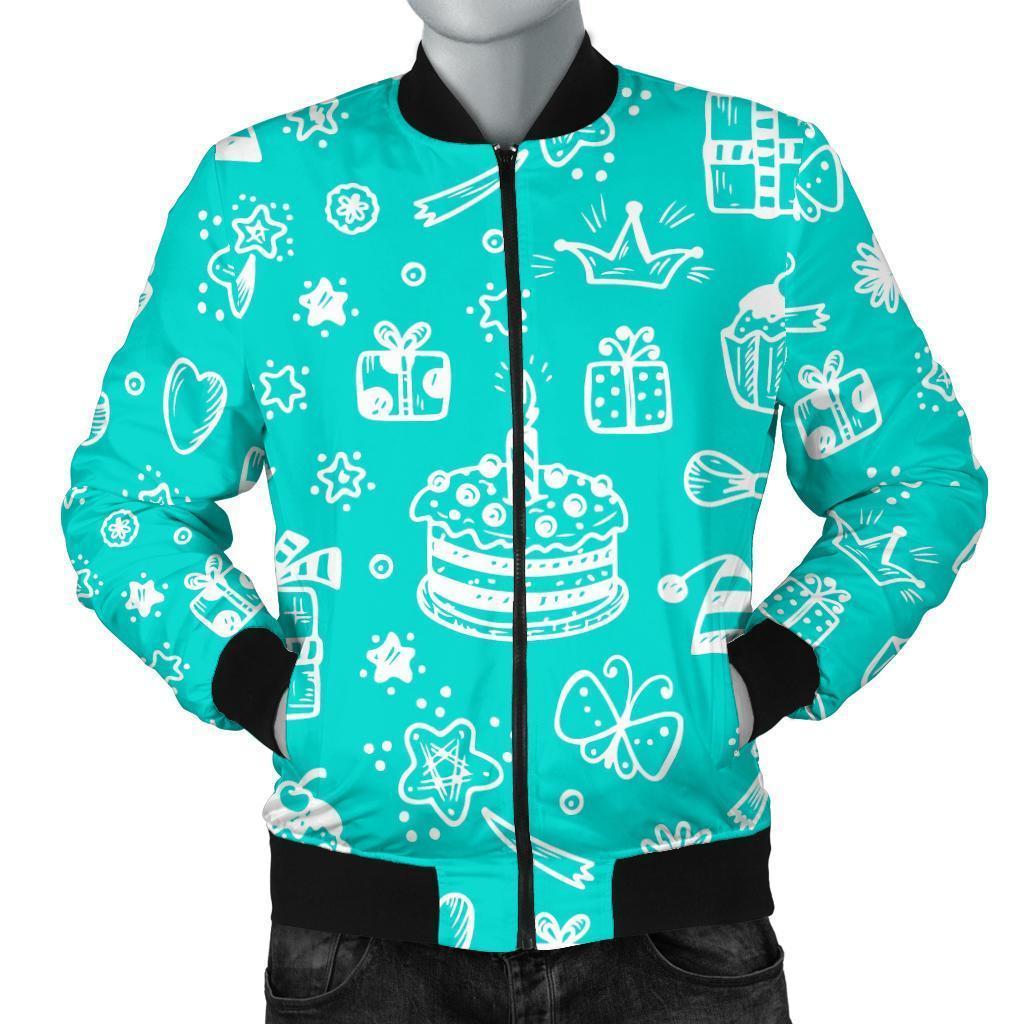 Happy Birthday Print Pattern Men's Bomber Jacket-grizzshop