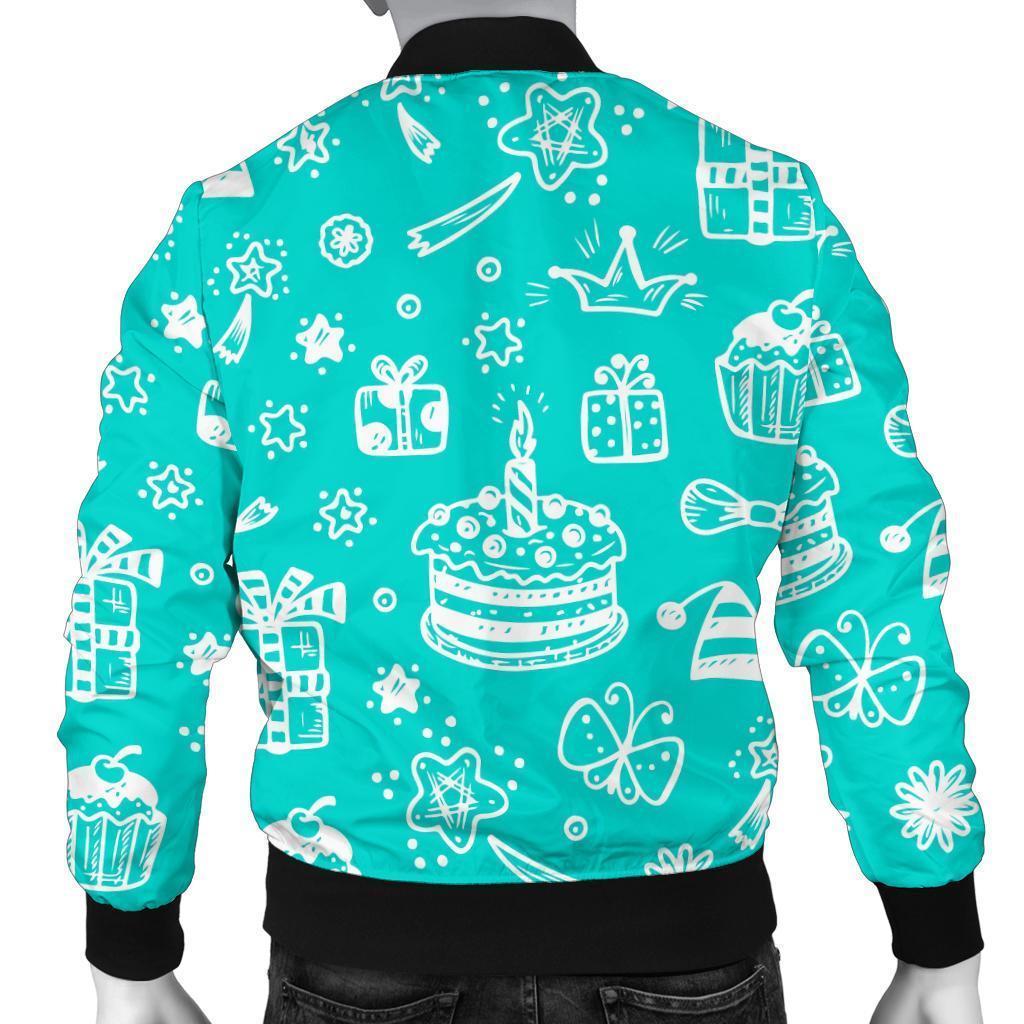 Happy Birthday Print Pattern Men's Bomber Jacket-grizzshop