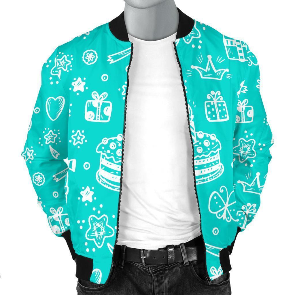 Happy Birthday Print Pattern Men's Bomber Jacket-grizzshop