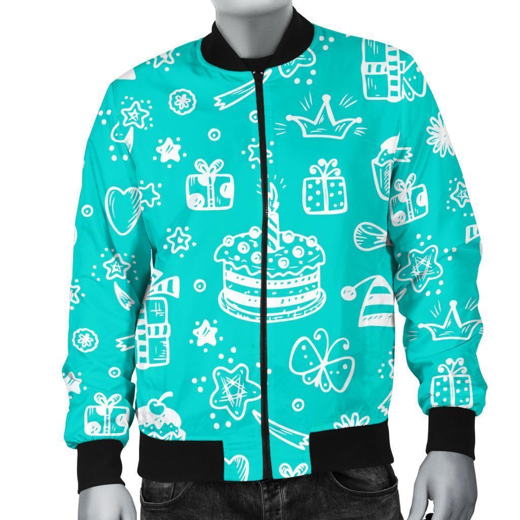 Happy Birthday Print Pattern Men's Bomber Jacket-grizzshop