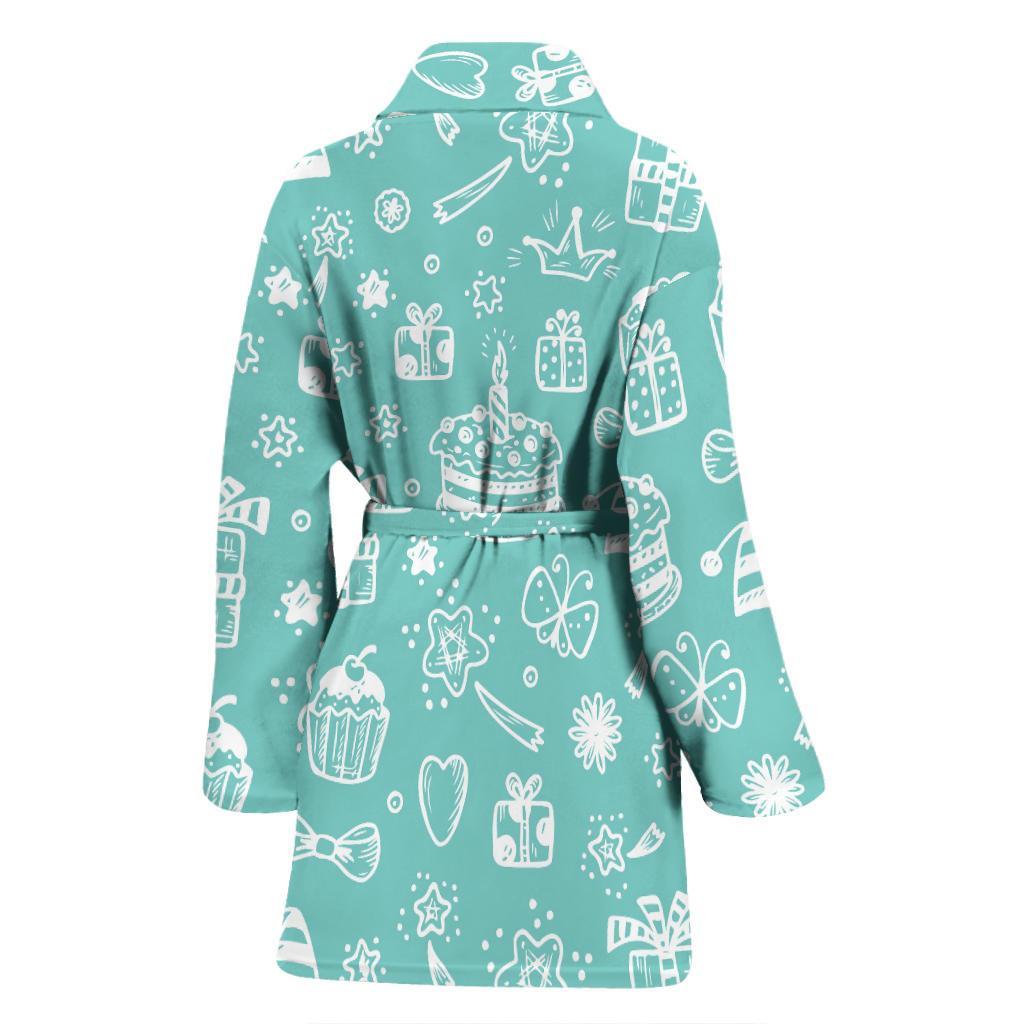 Happy Birthday Print Pattern Women Long Robe-grizzshop