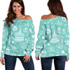 Happy Birthday Print Pattern Women Off Shoulder Sweatshirt-grizzshop