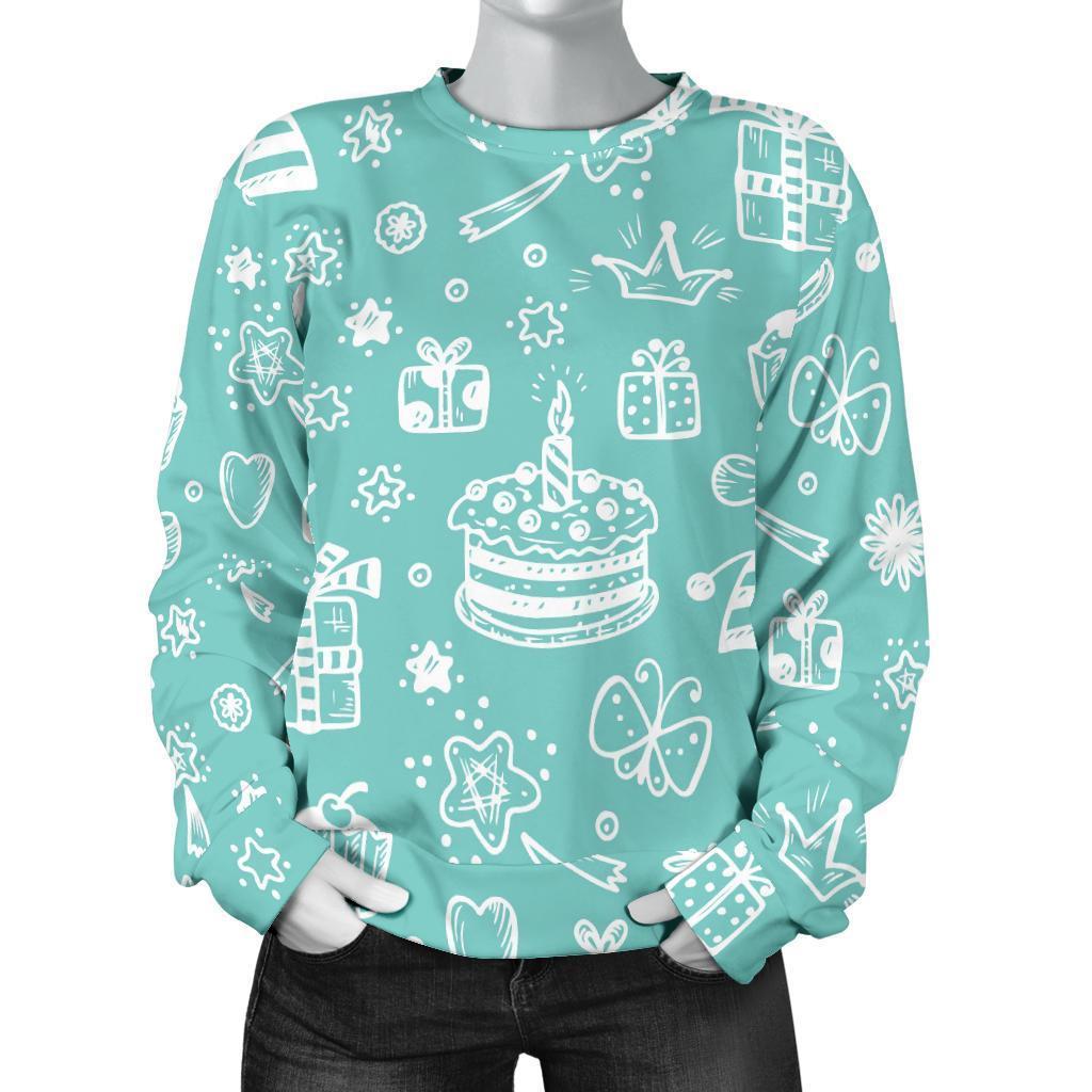 Happy Birthday Print Pattern Women's Sweatshirt-grizzshop