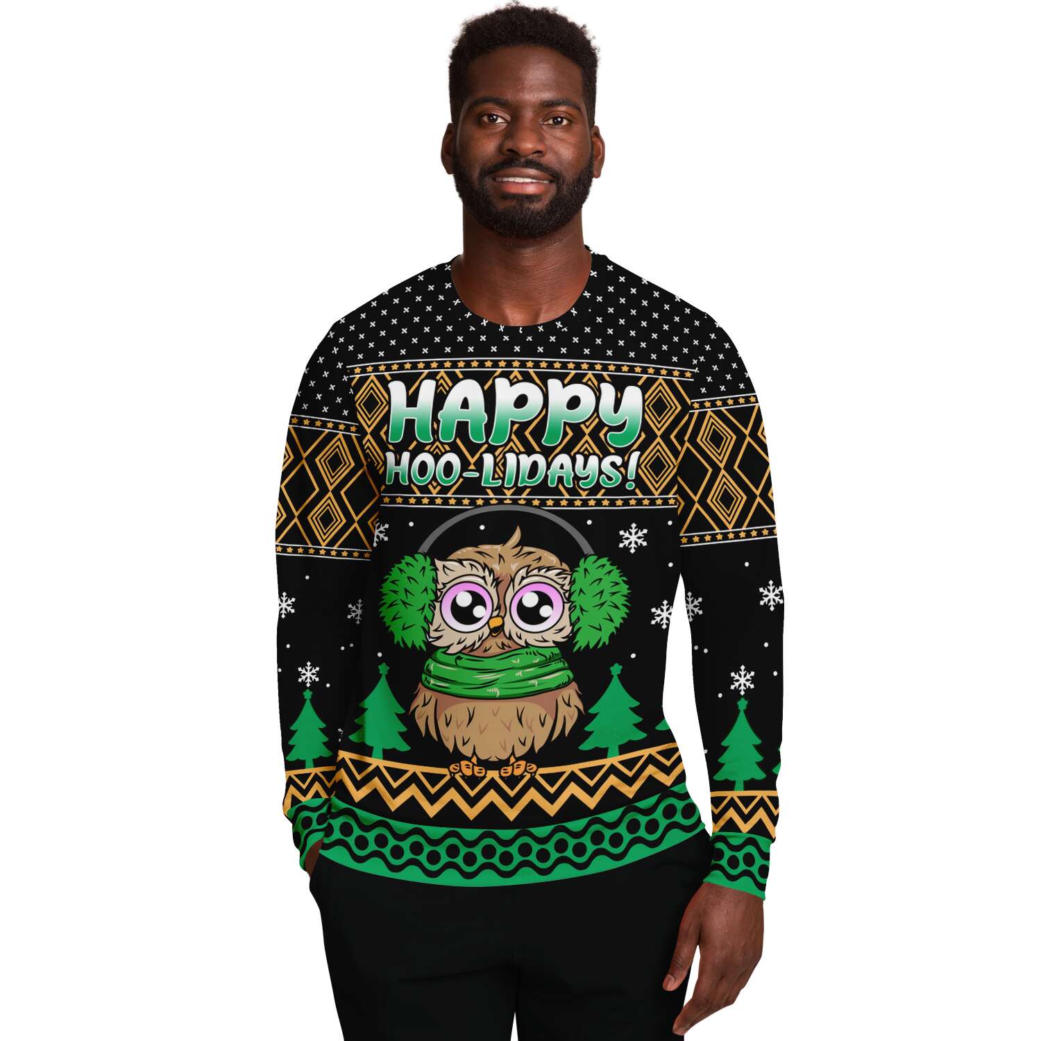 Happy Hoo-Lidays Owl Ugly Christmas Sweater-grizzshop