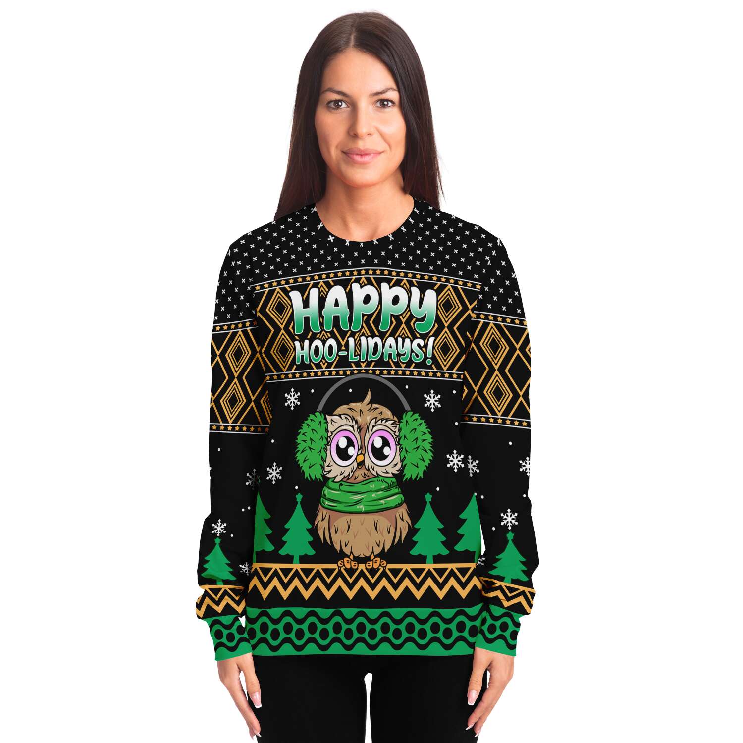 Happy Hoo-Lidays Owl Ugly Christmas Sweater-grizzshop