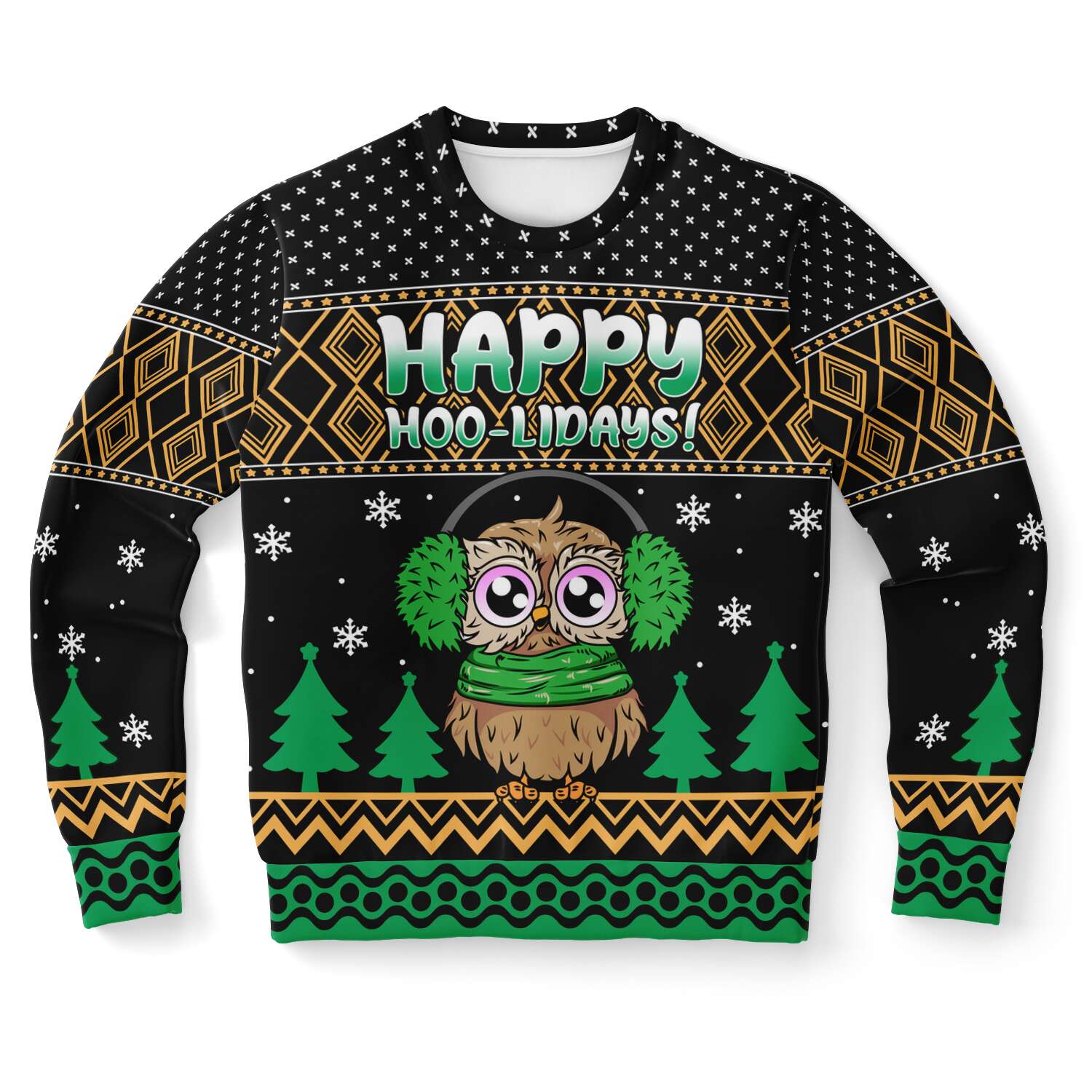 Happy Hoo-Lidays Owl Ugly Christmas Sweater-grizzshop