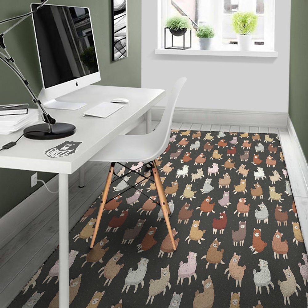 Happy Llama Print Pattern Floor Mat-grizzshop