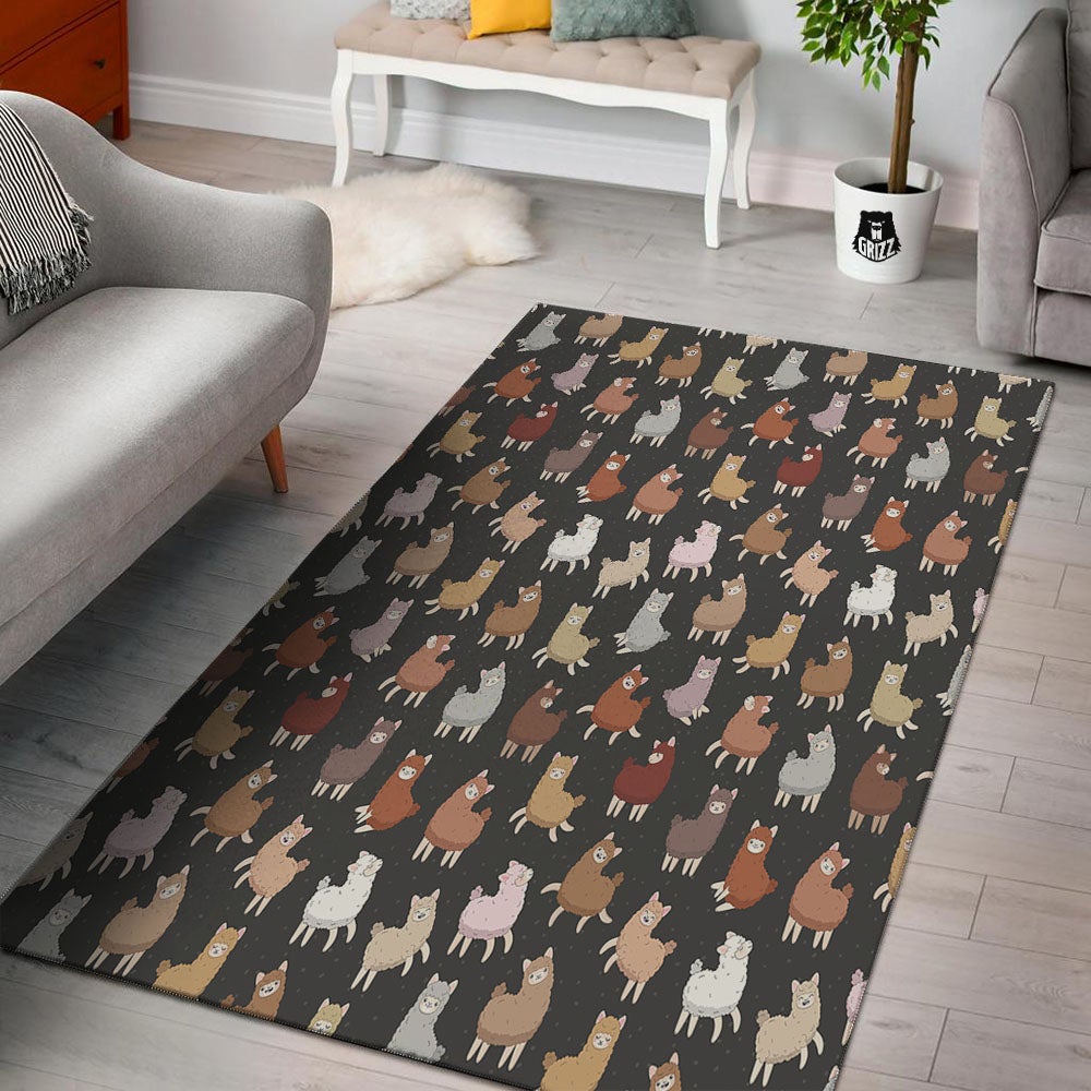 Happy Llama Print Pattern Floor Mat-grizzshop