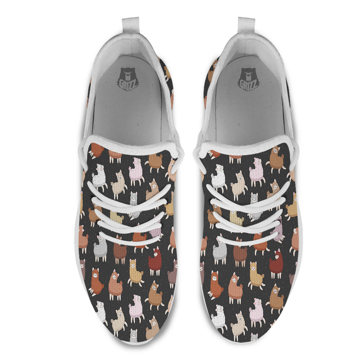 Happy Llama Print Pattern White Athletic Shoes-grizzshop