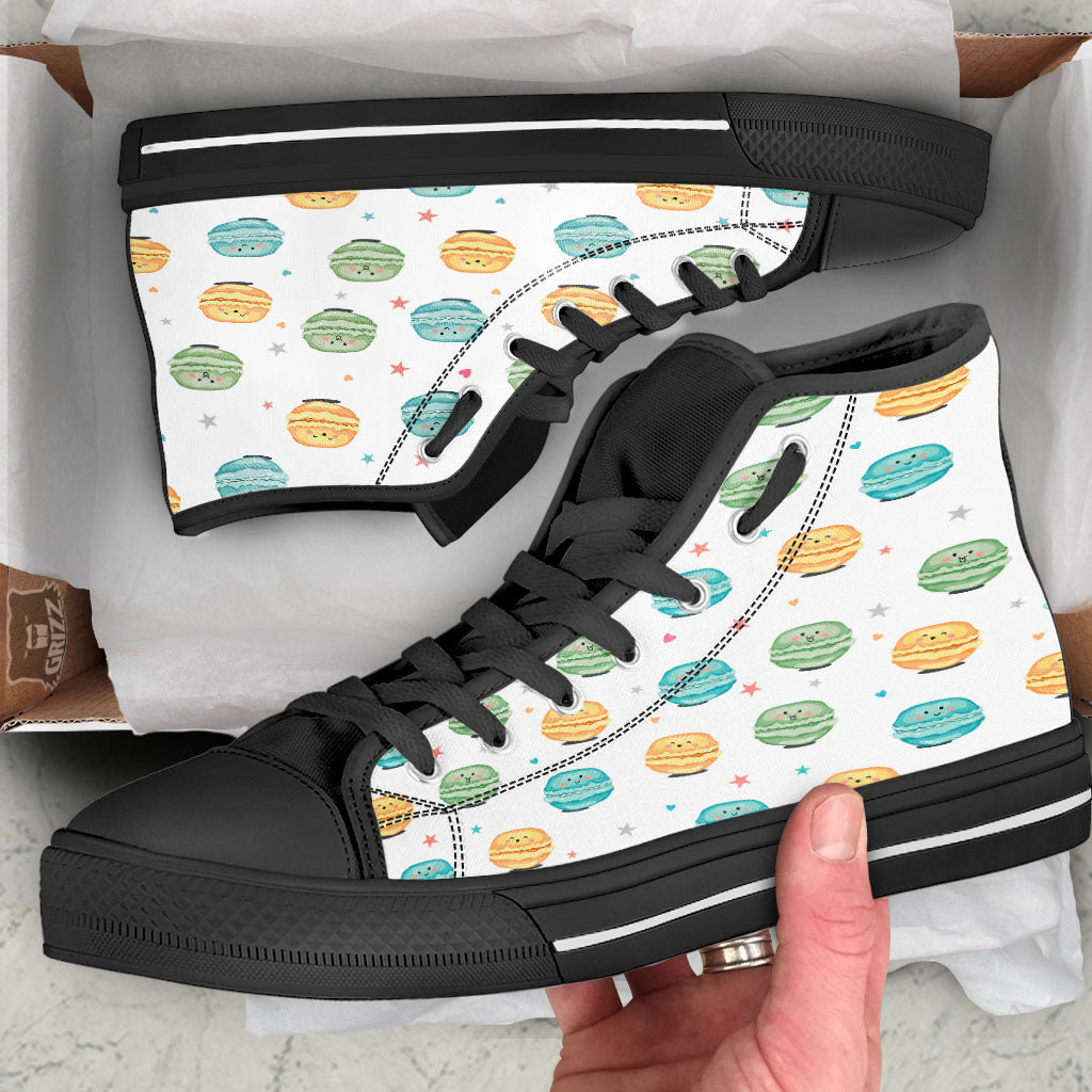 Happy Macarons Print Pattern High Top Shoes-grizzshop