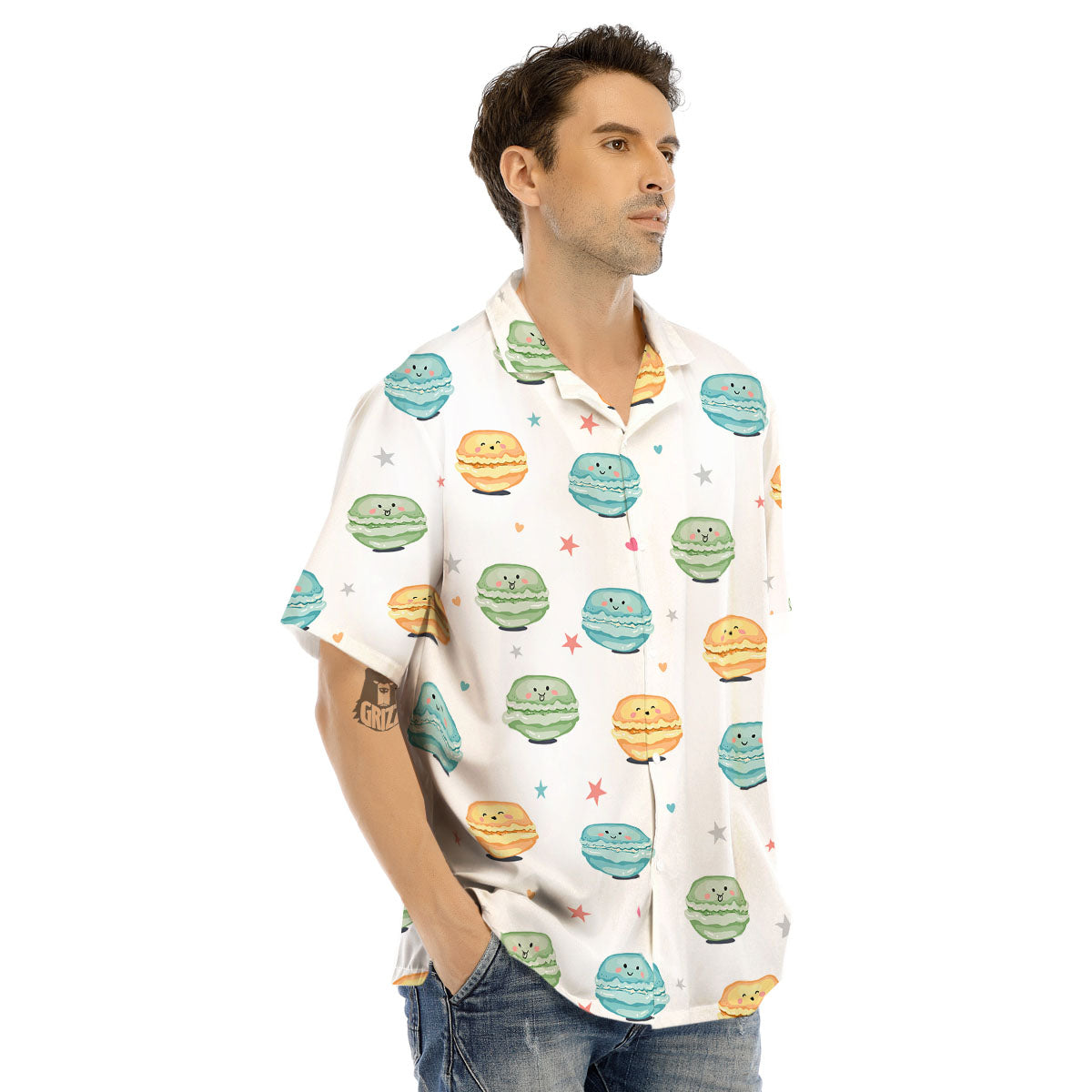 Happy Macarons Print Pattern Men's Hawaiian Shirt-grizzshop