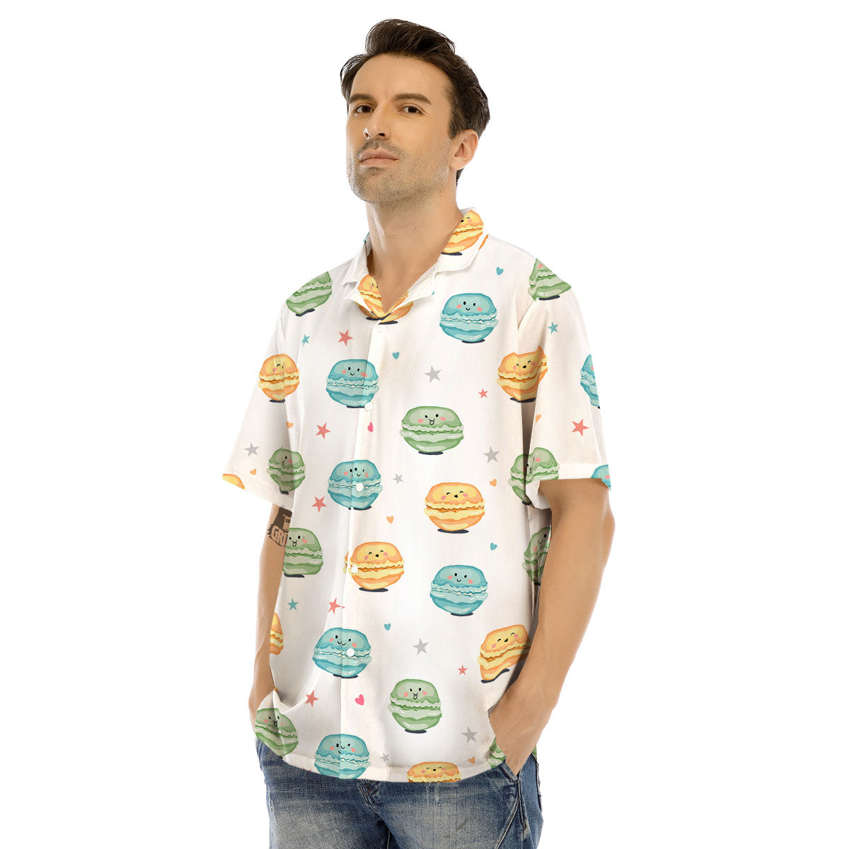 Happy Macarons Print Pattern Men's Hawaiian Shirt-grizzshop