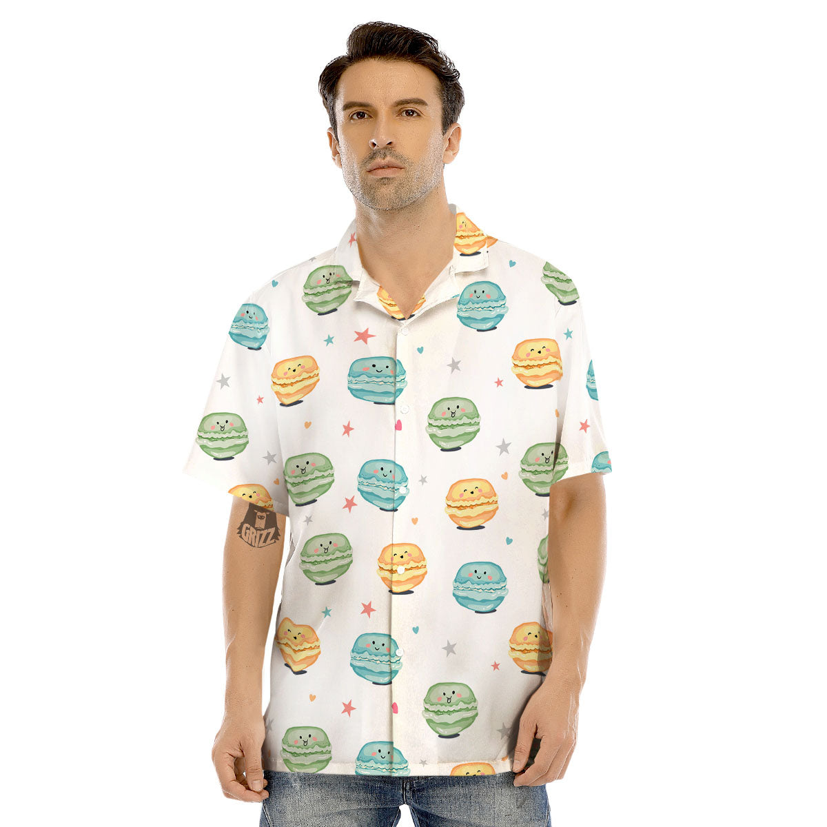 Happy Macarons Print Pattern Men's Hawaiian Shirt-grizzshop