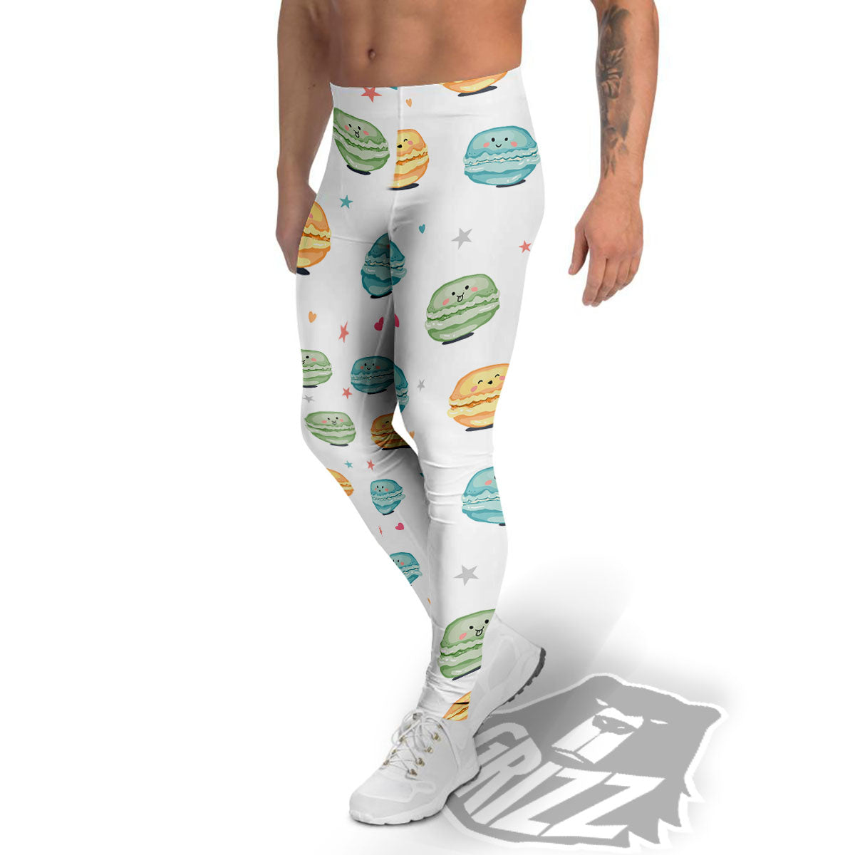 Happy Macarons Print Pattern Men's Leggings-grizzshop