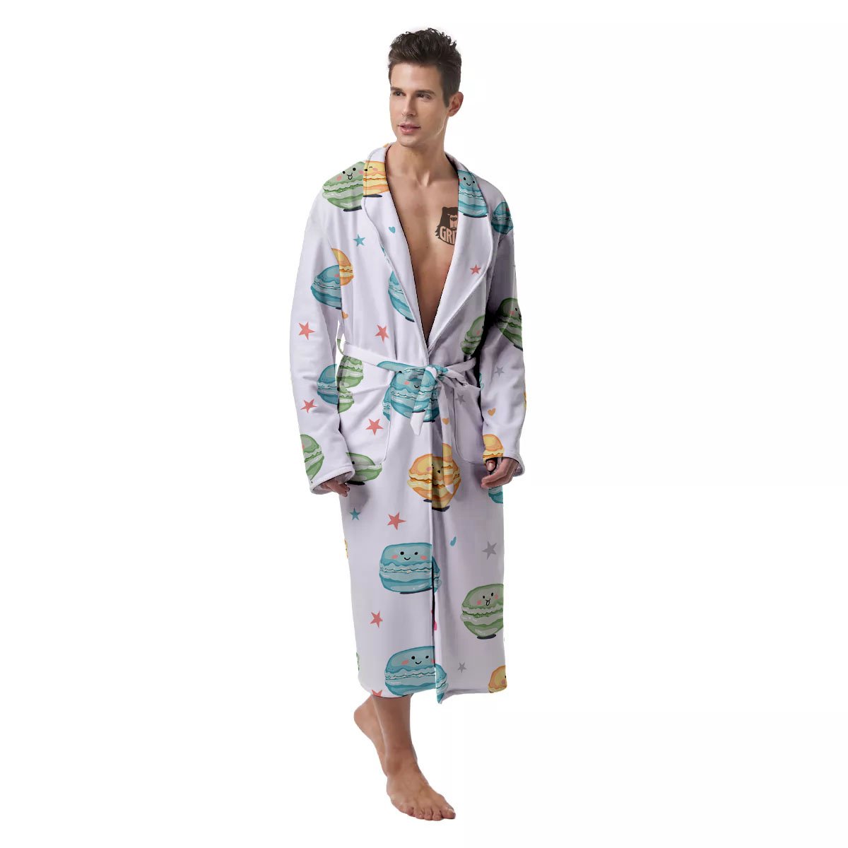 Happy Macarons Print Pattern Men's Robe-grizzshop