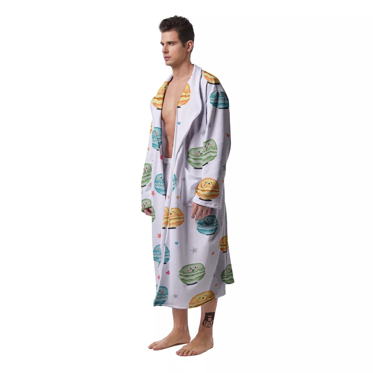 Happy Macarons Print Pattern Men's Robe-grizzshop