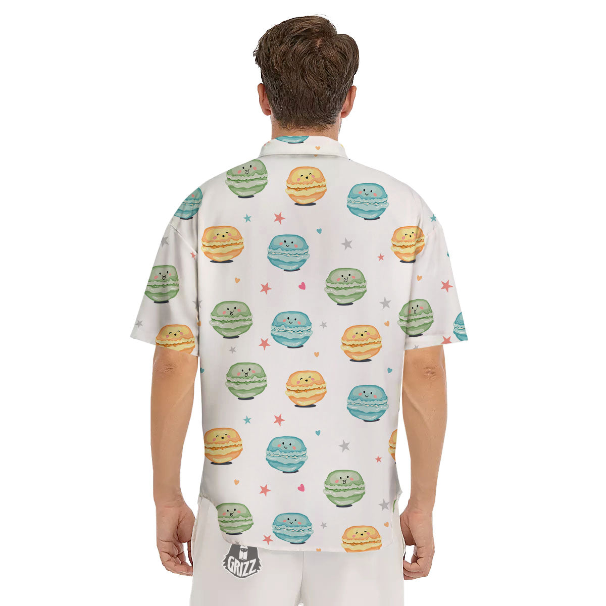 Happy Macarons Print Pattern Men's Short Sleeve Shirts-grizzshop