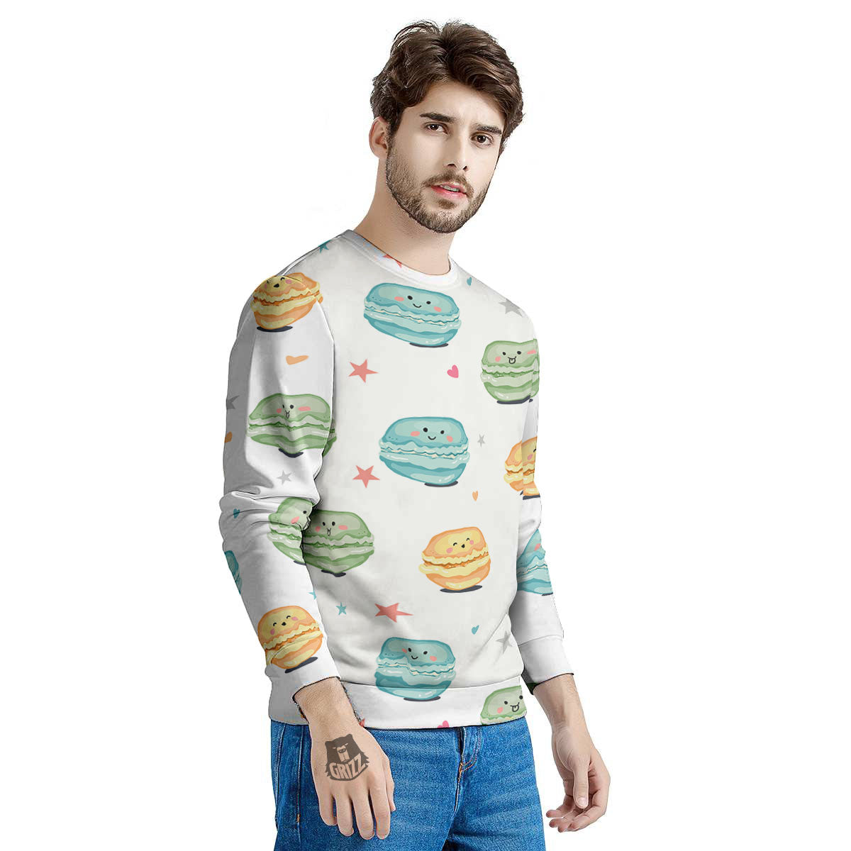 Happy Macarons Print Pattern Men's Sweatshirt-grizzshop