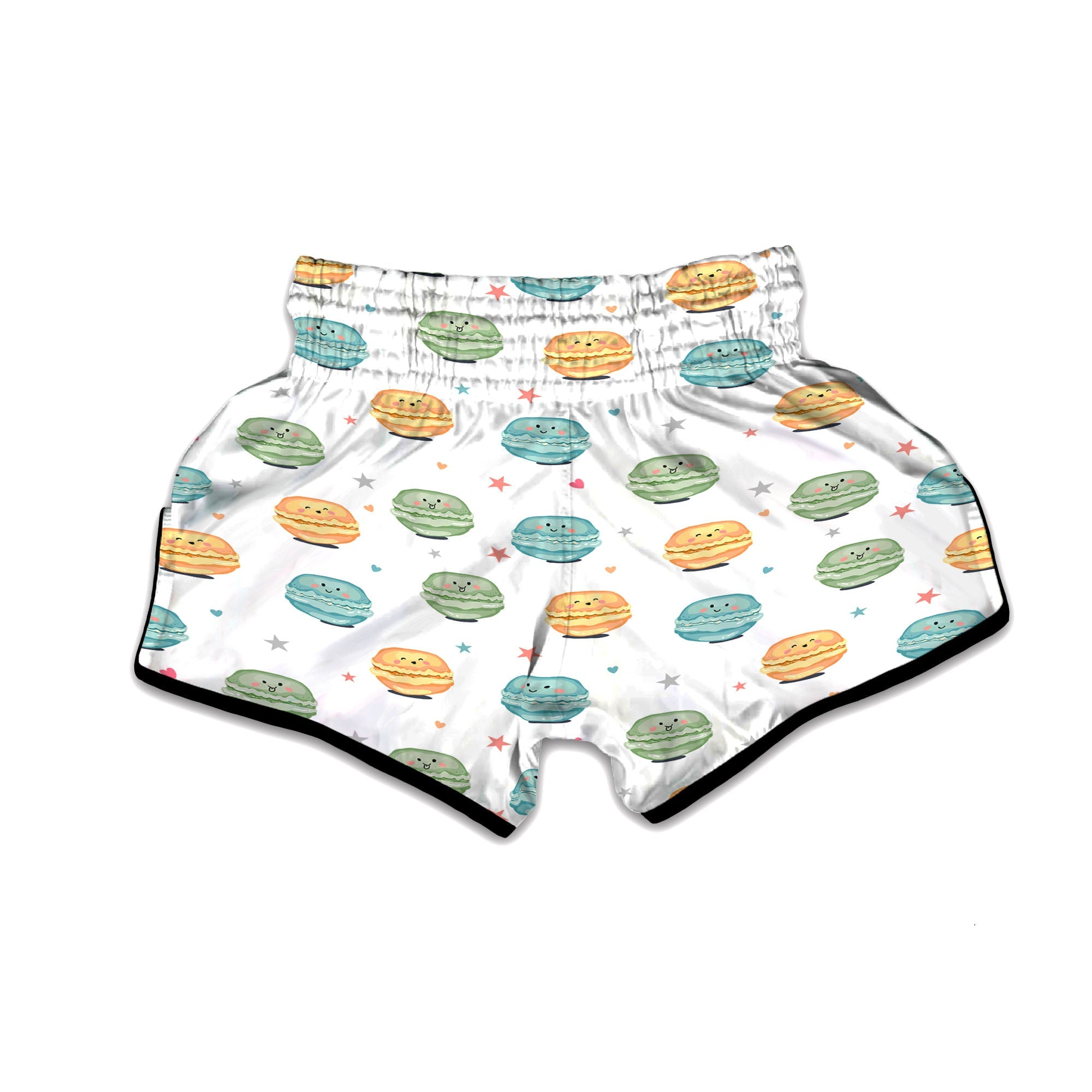 Happy Macarons Print Pattern Muay Thai Boxing Shorts-grizzshop
