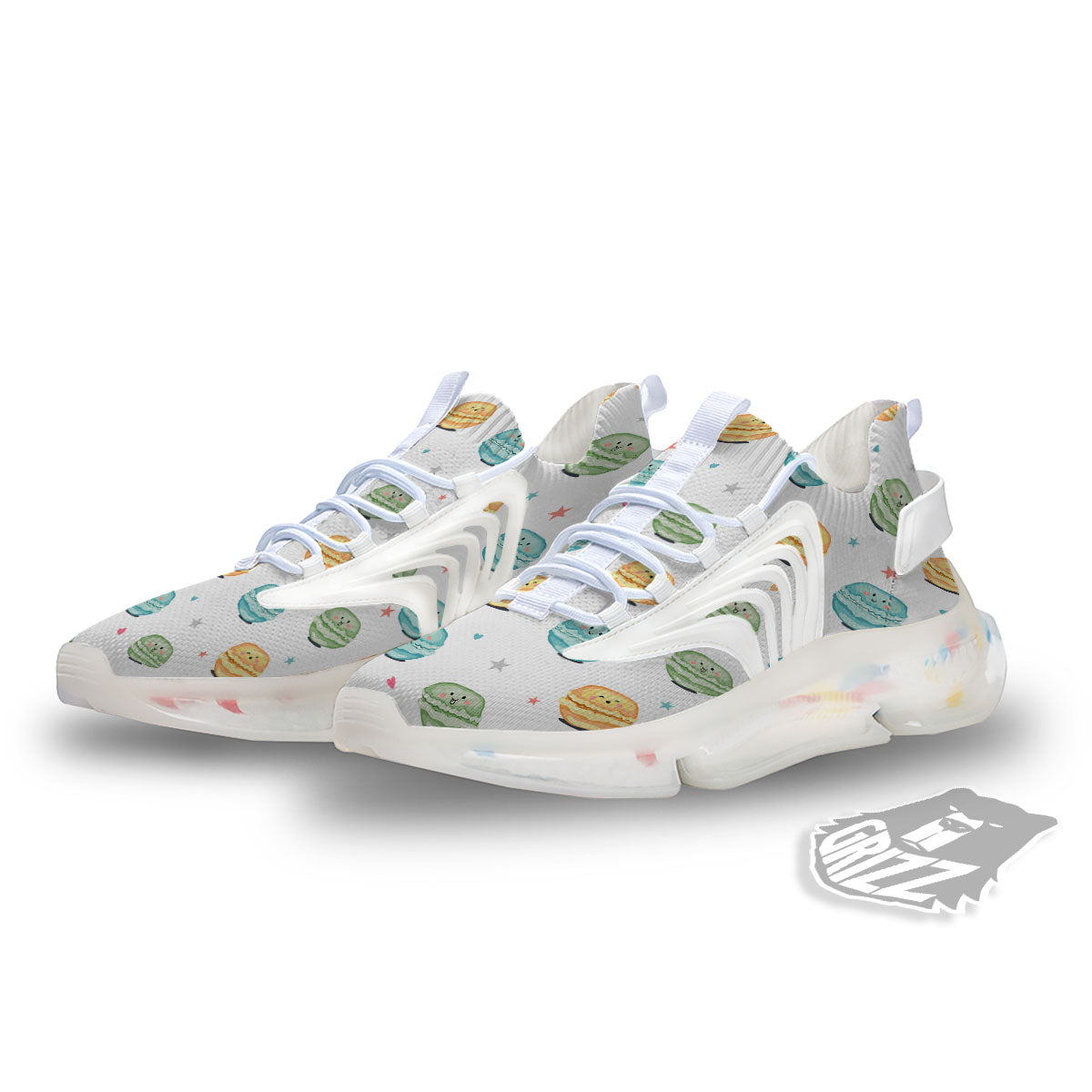 Happy Macarons Print Pattern White Gym Shoes-grizzshop