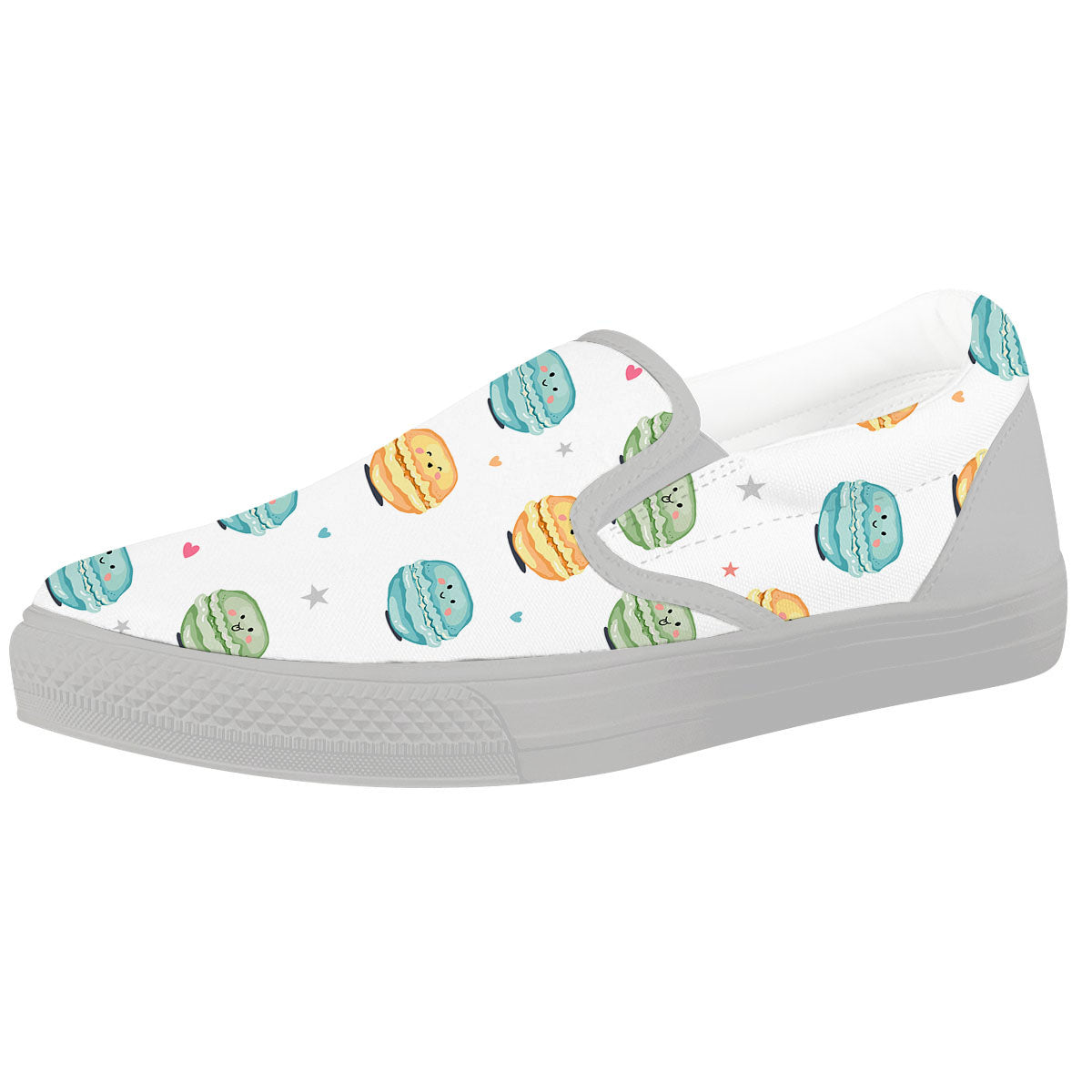 Happy Macarons Print Pattern White Slip On Shoes-grizzshop