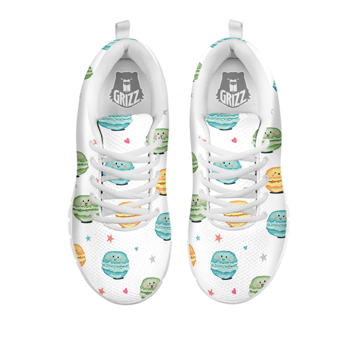 Happy Macarons Print Pattern White Sneaker-grizzshop