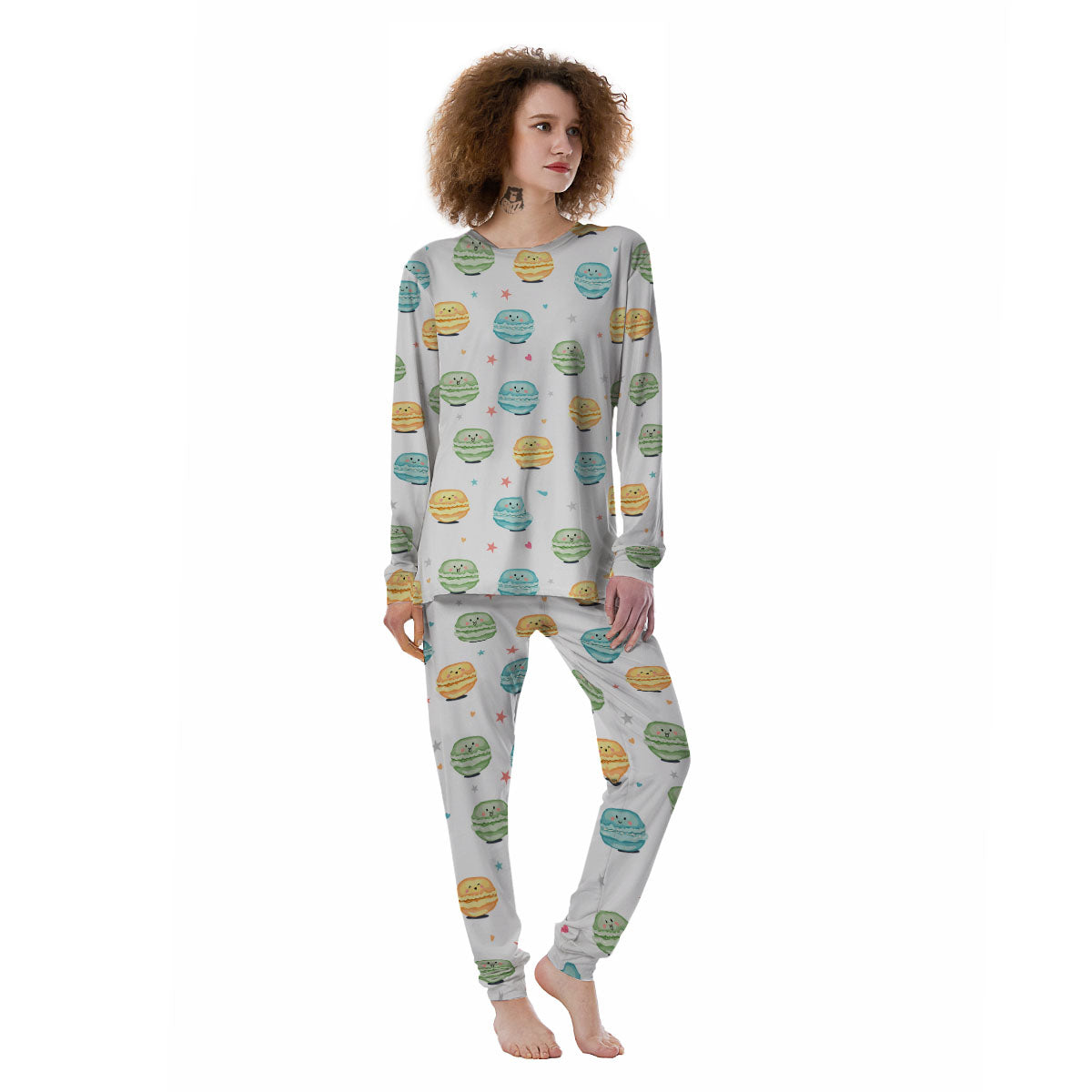 Happy Macarons Print Pattern Women's Pajamas-grizzshop