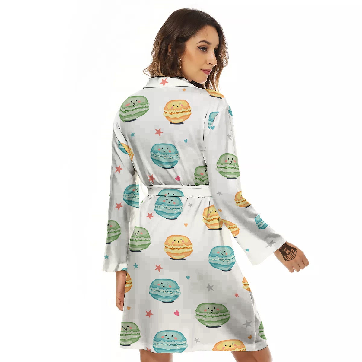 Happy Macarons Print Pattern Women's Robe-grizzshop