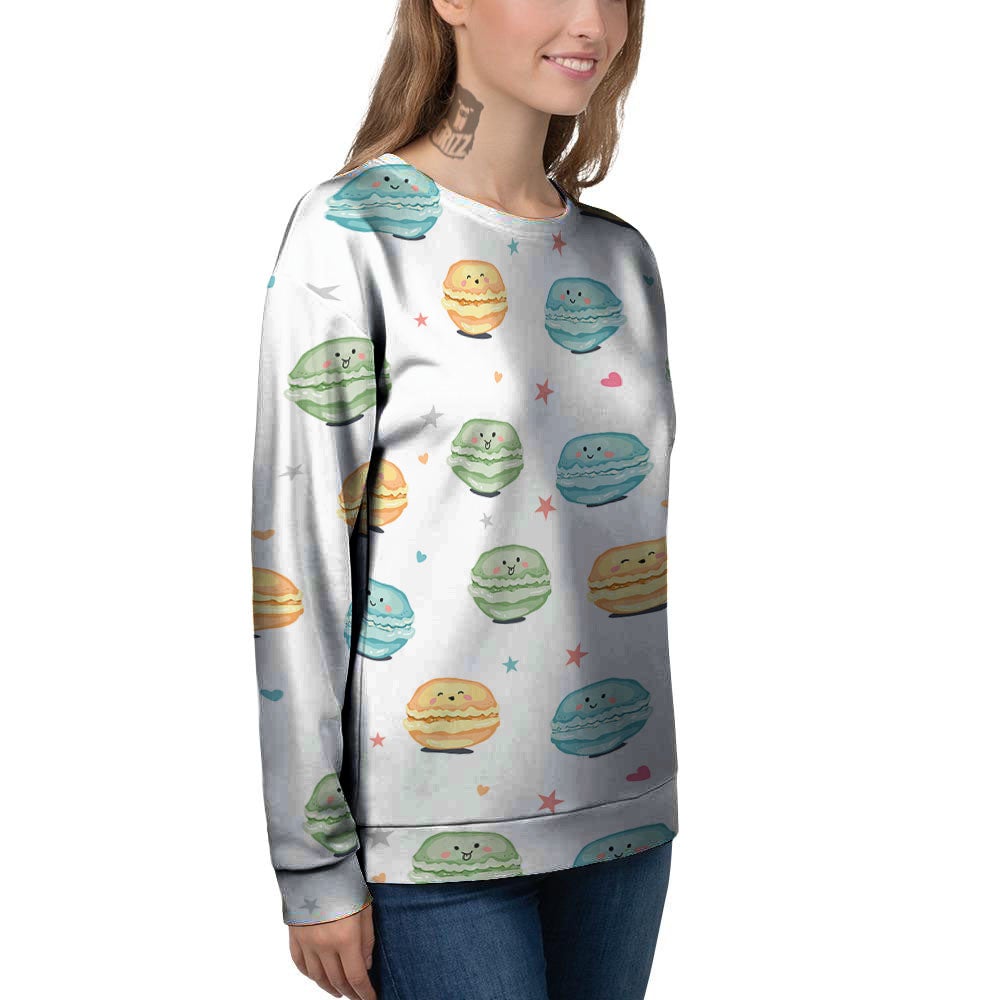 Happy Macarons Print Pattern Women's Sweatshirt-grizzshop