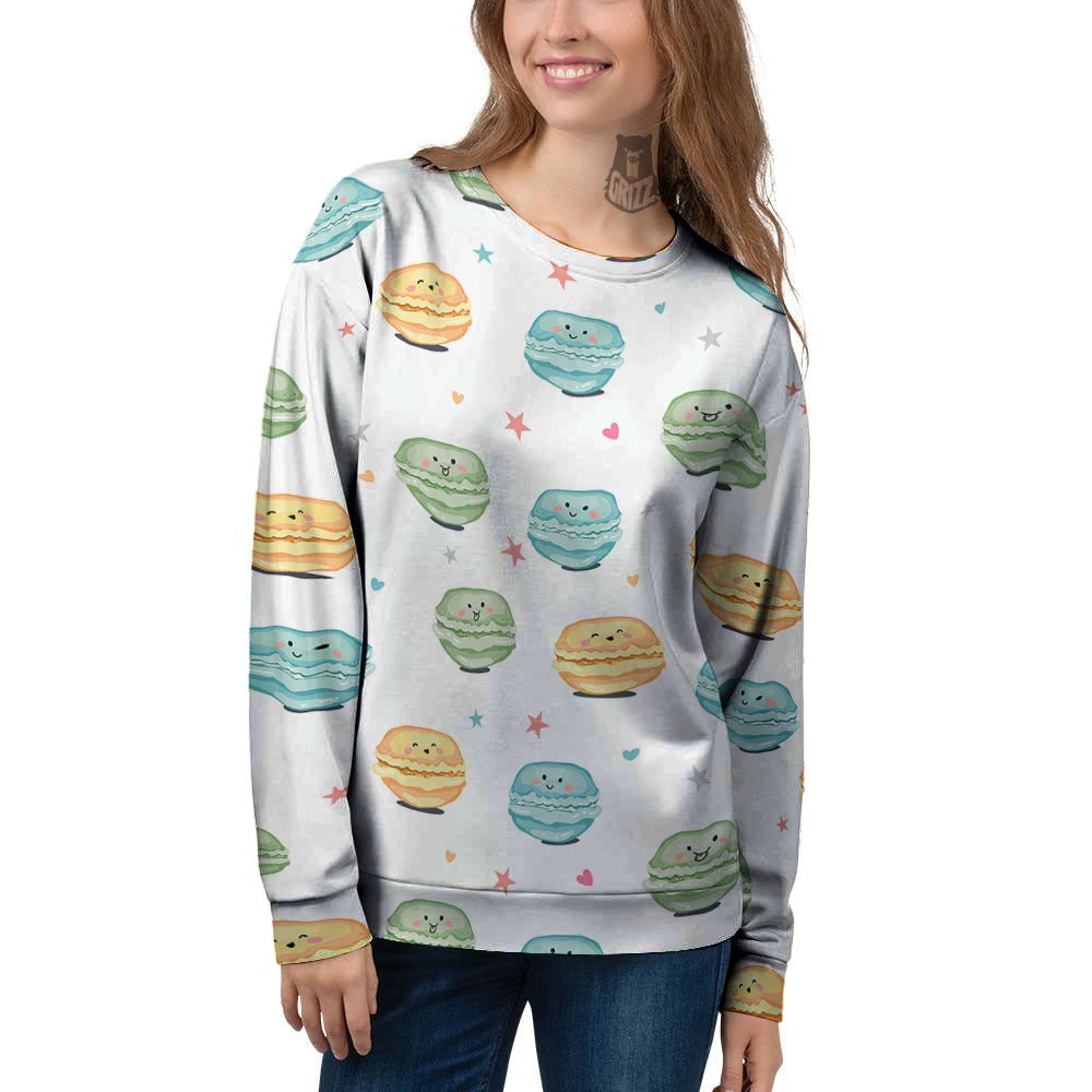 Happy Macarons Print Pattern Women's Sweatshirt-grizzshop
