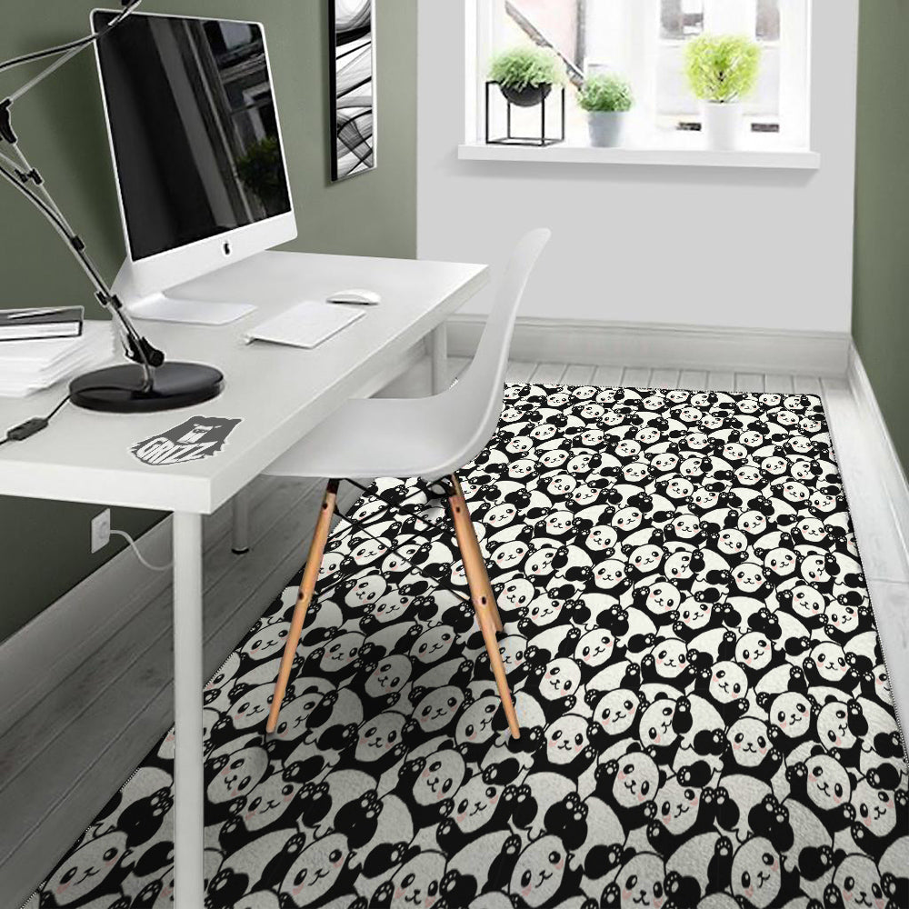 Happy Panda Cute Print Pattern Floor Mat-grizzshop