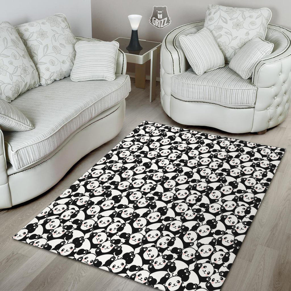 Happy Panda Cute Print Pattern Floor Mat-grizzshop