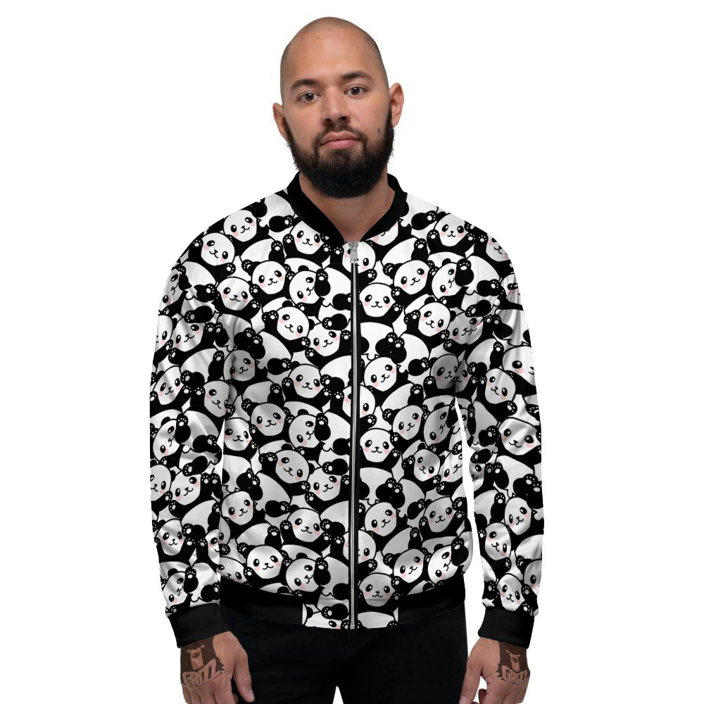 Happy Panda Cute Print Pattern Men's Bomber Jacket-grizzshop
