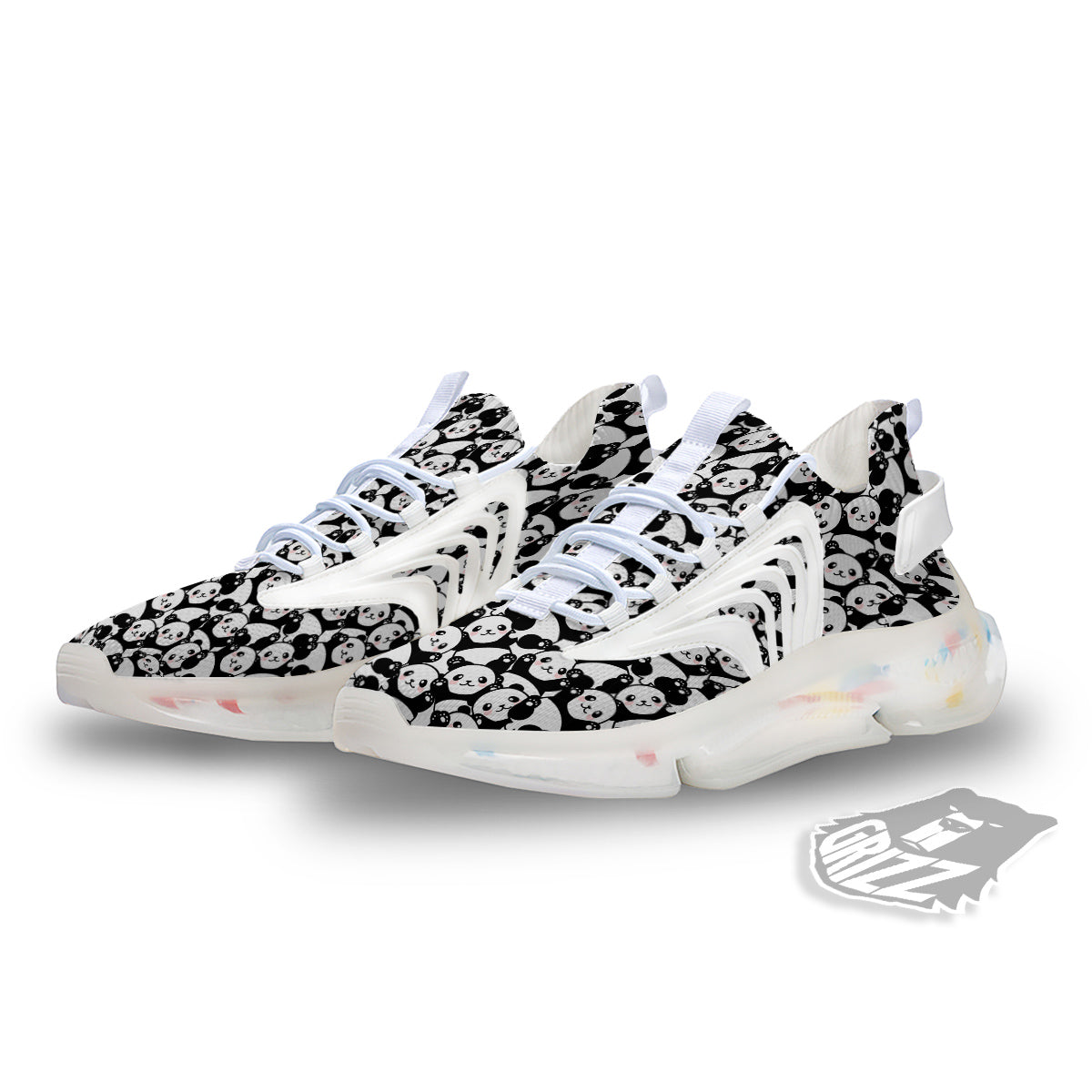 Happy Panda Cute Print Pattern White Gym Shoes-grizzshop