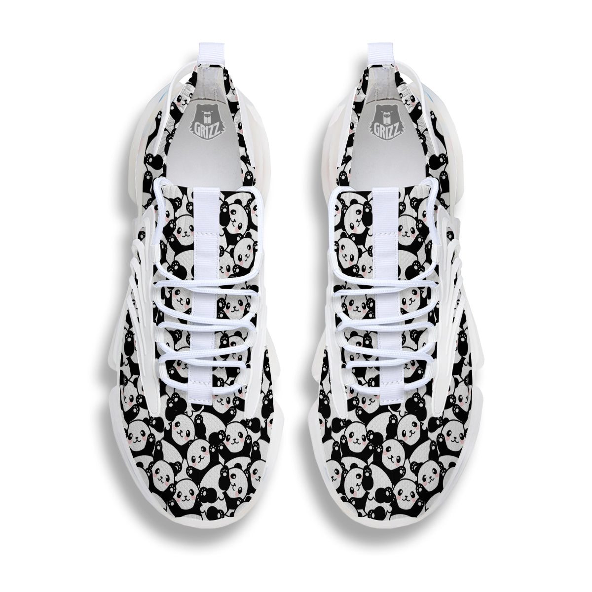 Happy Panda Cute Print Pattern White Gym Shoes-grizzshop