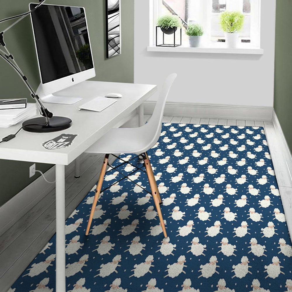 Happy Sheep Print Pattern Floor Mat-grizzshop