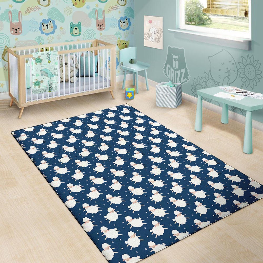 Happy Sheep Print Pattern Floor Mat-grizzshop