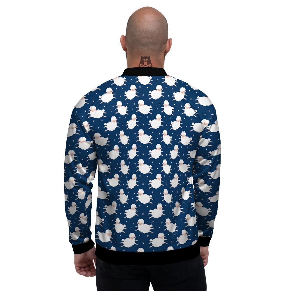 Happy Sheep Print Pattern Men's Bomber Jacket-grizzshop