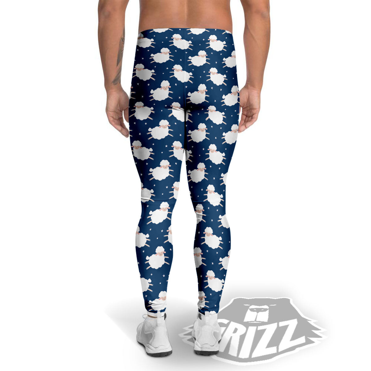 Happy Sheep Print Pattern Men's Leggings-grizzshop