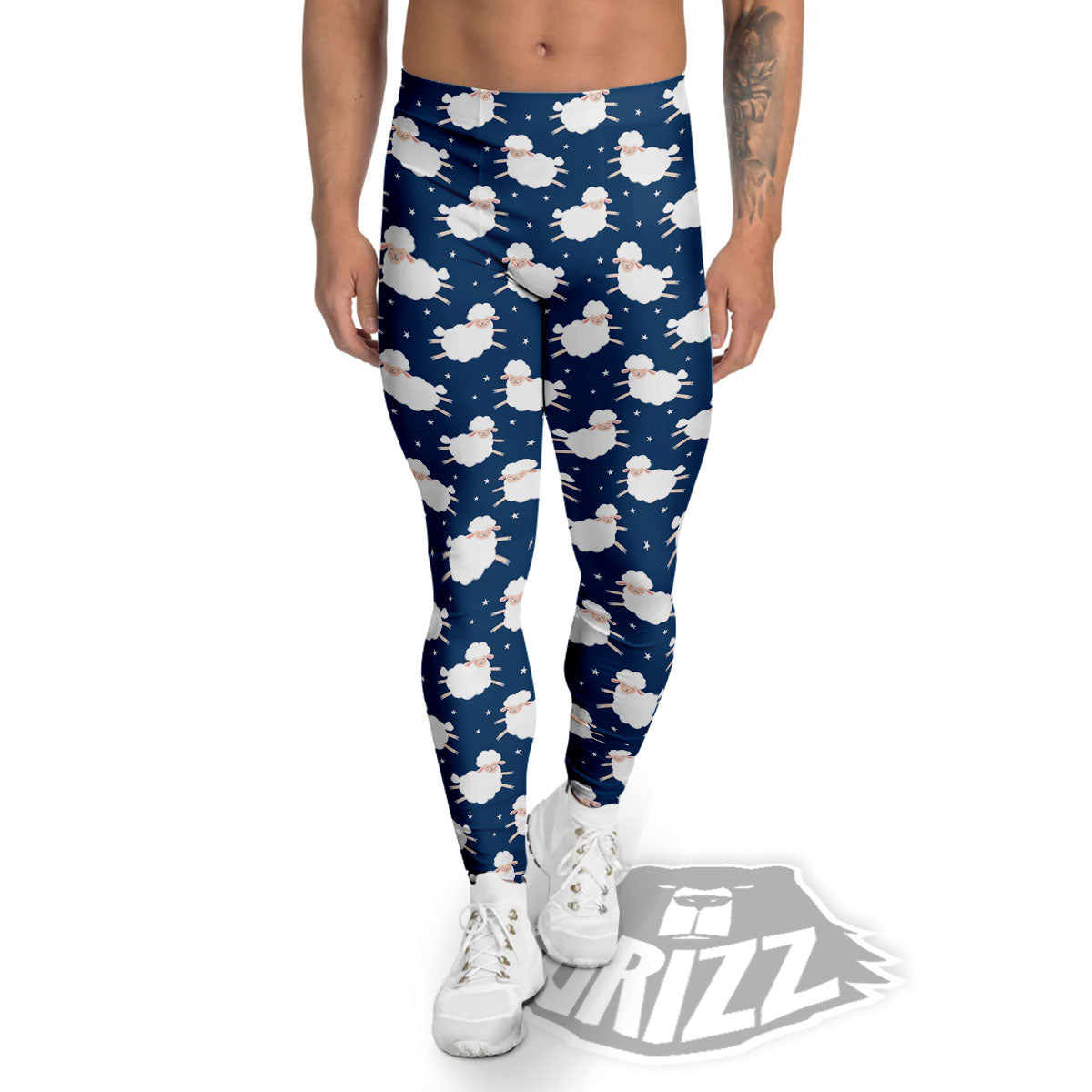 Happy Sheep Print Pattern Men's Leggings-grizzshop