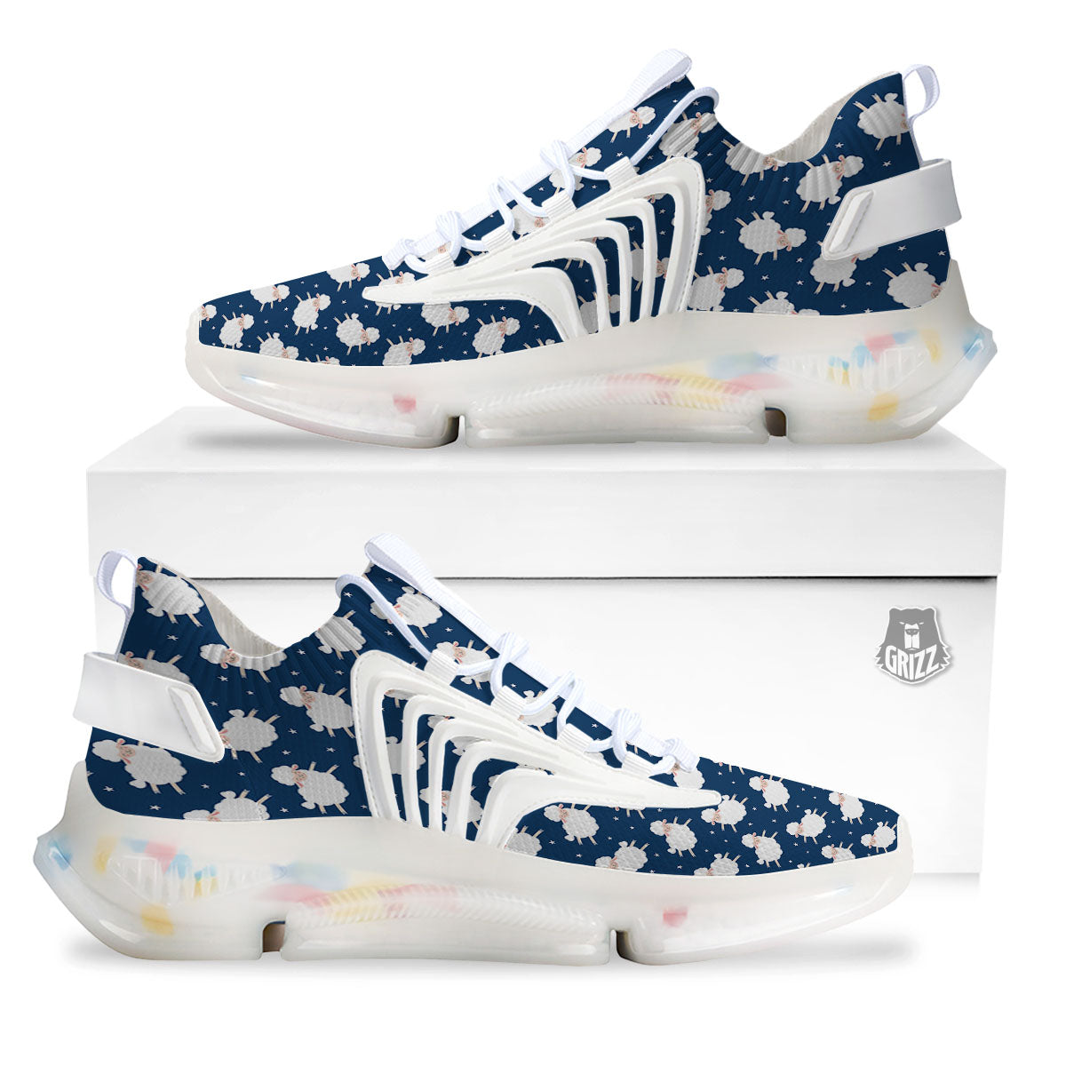 Happy Sheep Print Pattern White Gym Shoes-grizzshop
