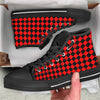 Harlequin Black And Red Print Pattern Black High Top Shoes-grizzshop